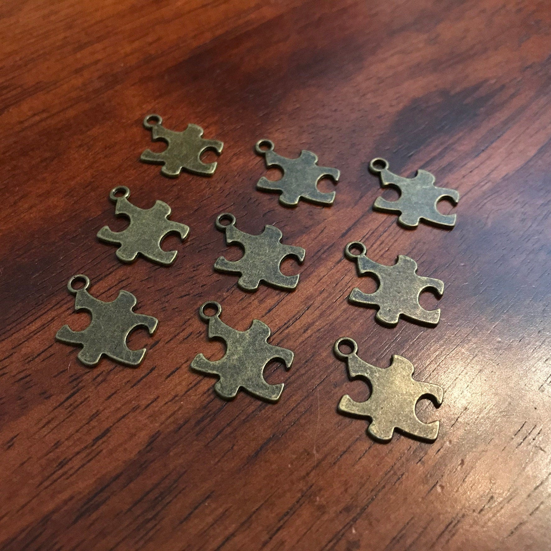 Bulk 25pcs, Puzzle Charms, Antique Bronze Charms, Autism Charms, ASD Charms, Autism Puzzle Pendants, Findings, Jewelry And Craft Supplies