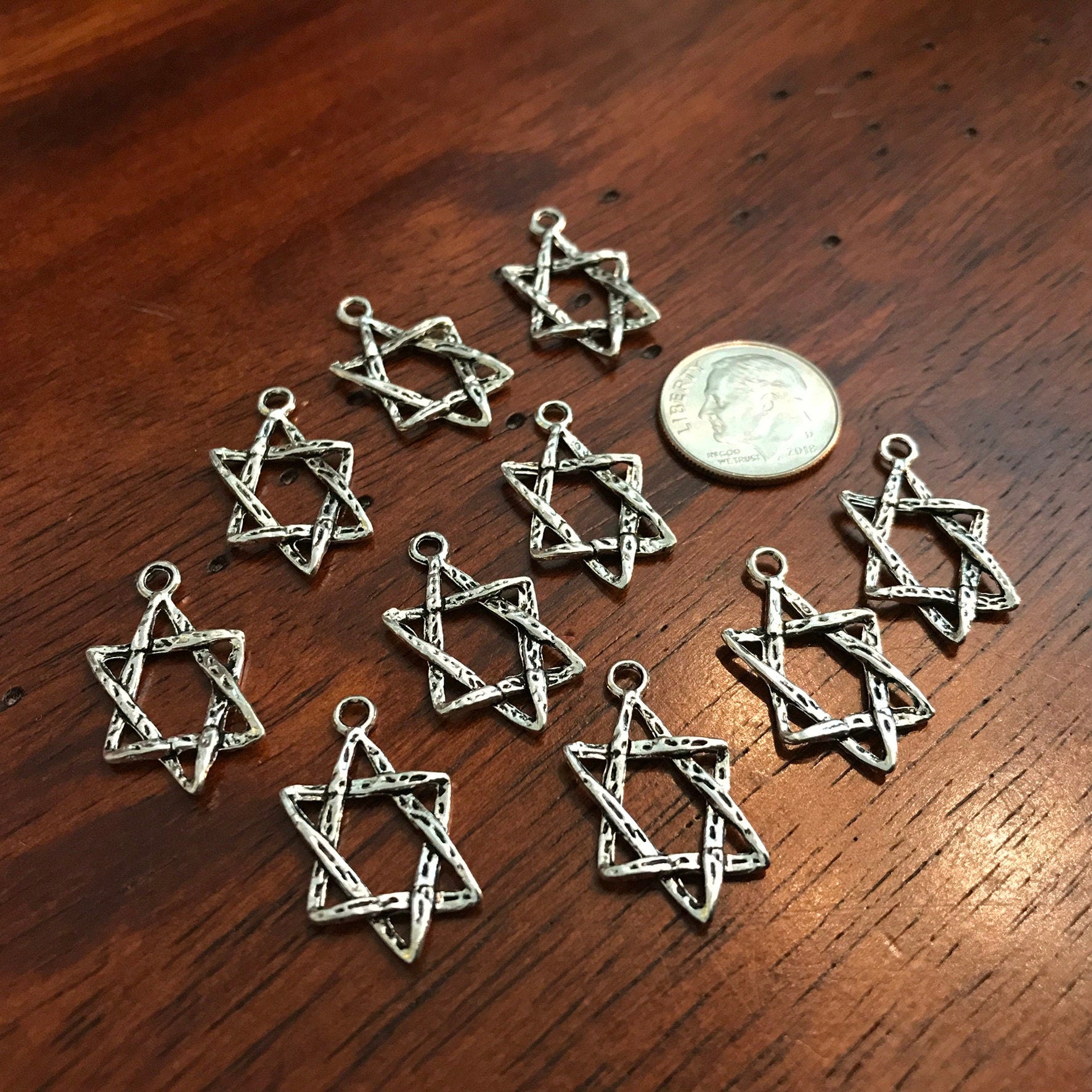 20pcs, Star of David Charms, Star of David, Hexagram Charms, 6 Point Star, Hanukkah Charms, Jewish Charms, Star Hexagram, Findings