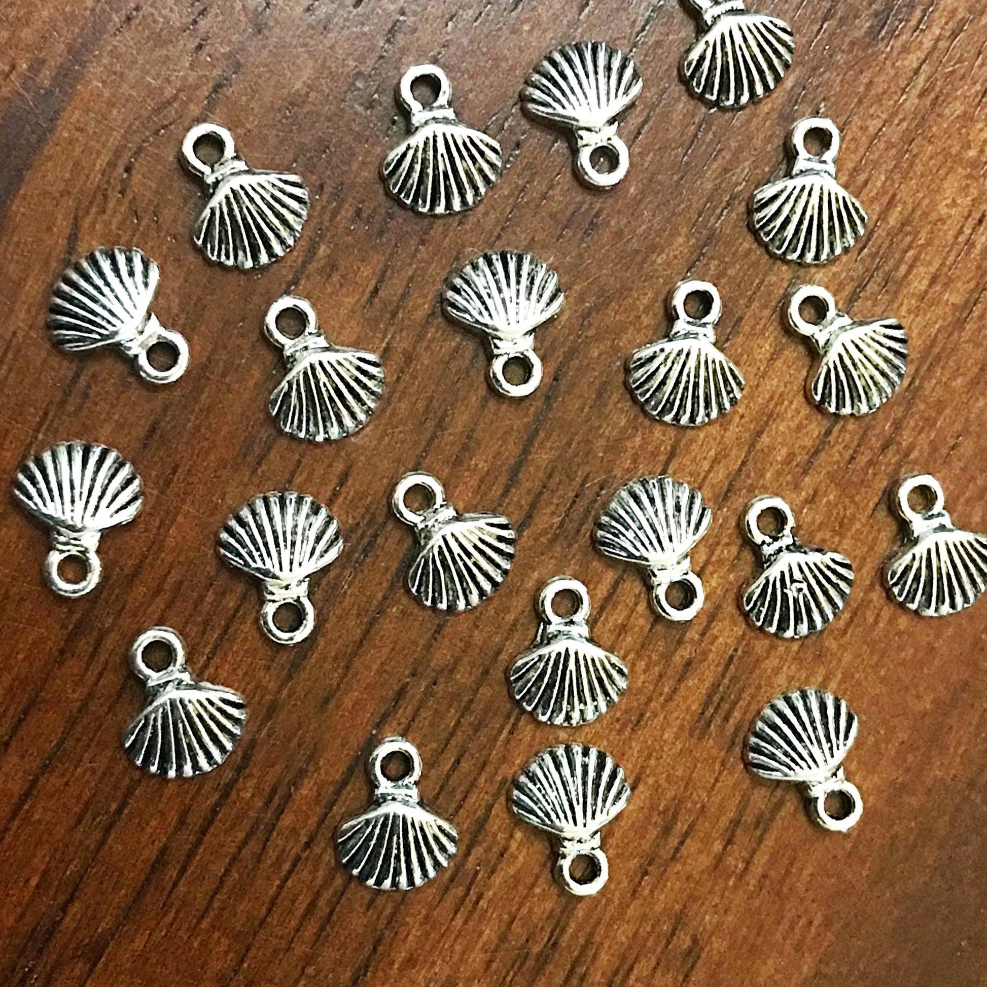 25pcs, Seashell Charms, Antique Silver Charms, Tiny Seashell Charms, Sea Shells, Silver Shell Charms, Starfish Shell Charms, Findings