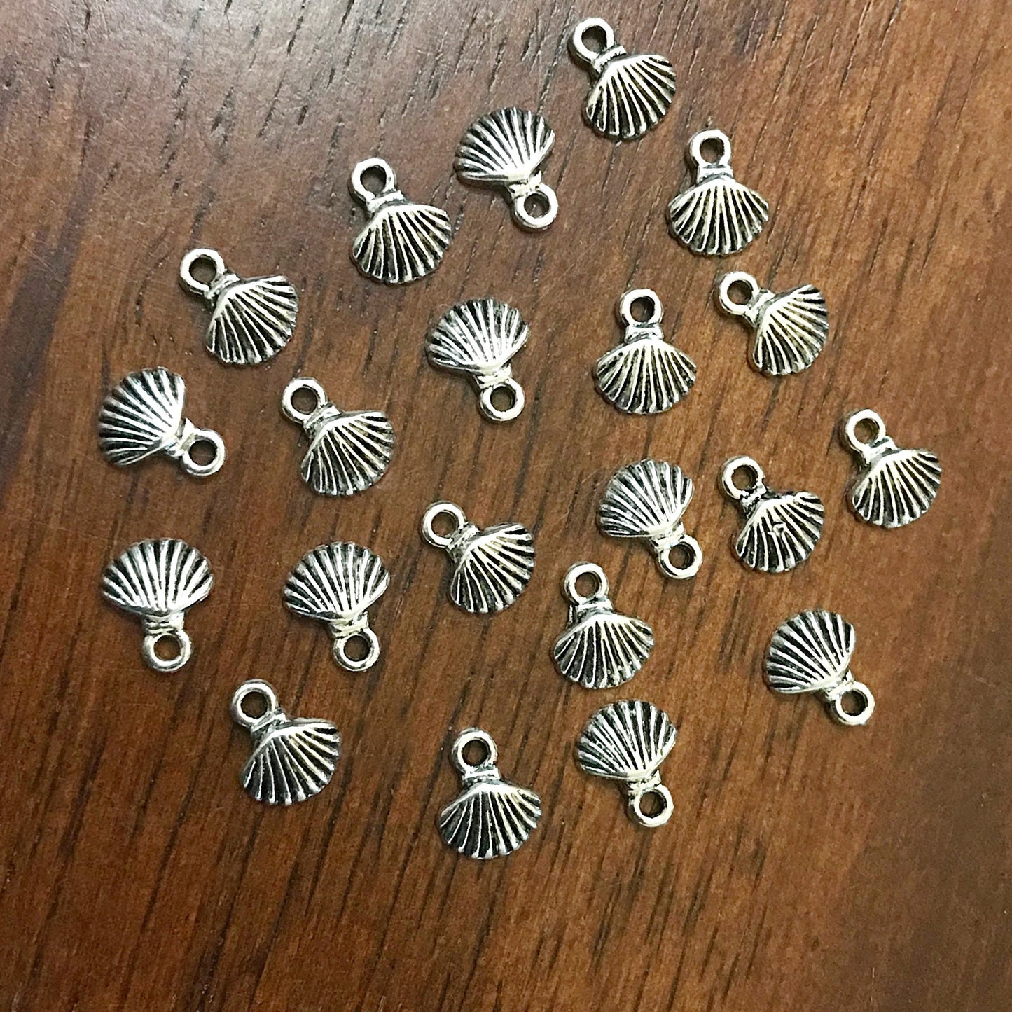 50pcs, Seashell Charms, Antique Silver Charms, Tiny Seashell Charms, Sea Shells, Silver Shell Charms, Starfish Shell Charms, Findings
