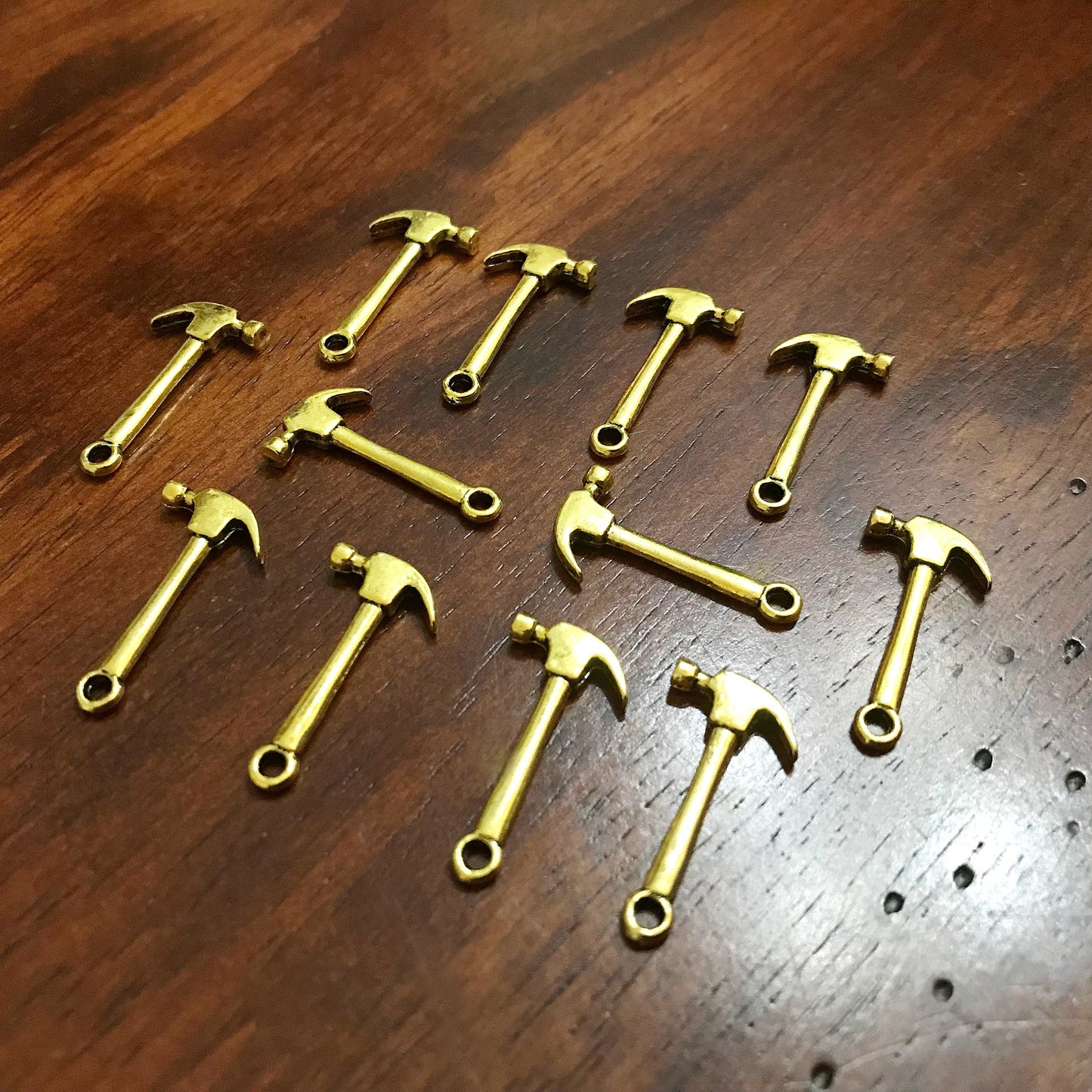 40pcs,, Hammer Charms, Antique Gold Charms, Gold Hammer Charms, Fire Dept Charms, Double Sided Hammer Charms, Tools Charms, Findings