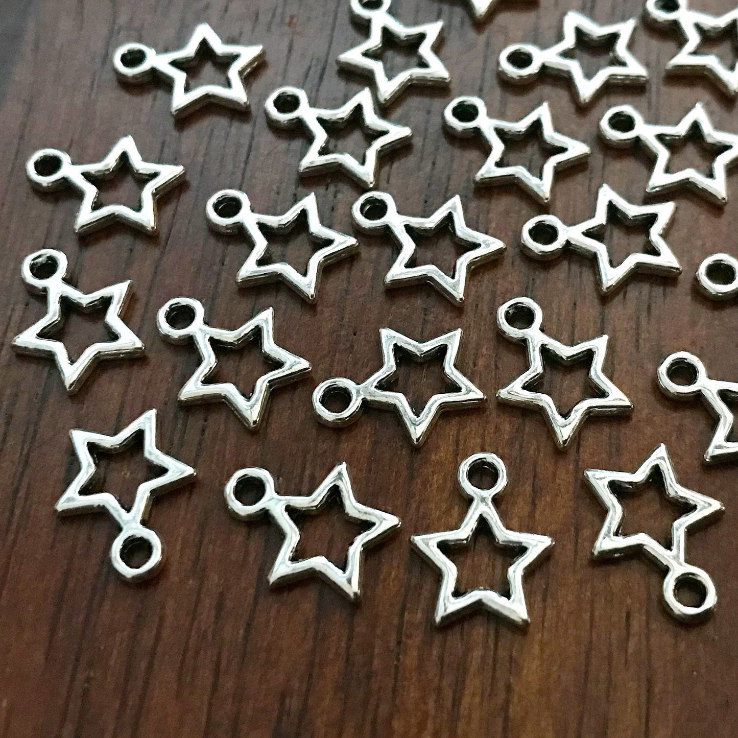25pcs, Star Charms, Antique Silver Charms, Tiny Star Charms, 2 Sided Star Charms, Texas Star Charms, Double Sided Star Charms, Findings