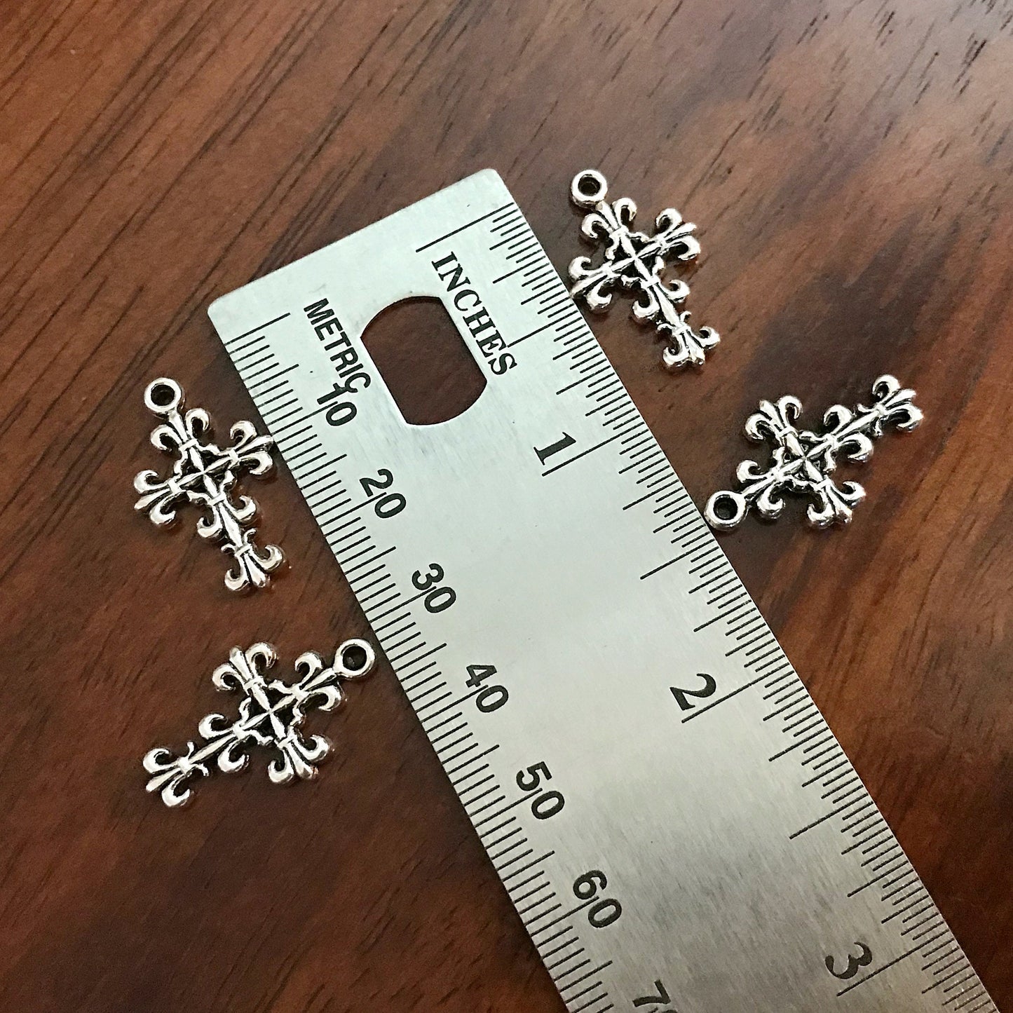 20pcs, Cross Charms, Filigree Cross Charms, Detailed Cross, Antique Silver Charms, Double Sided Cross Charms, Fancy Cross Charms, Findings