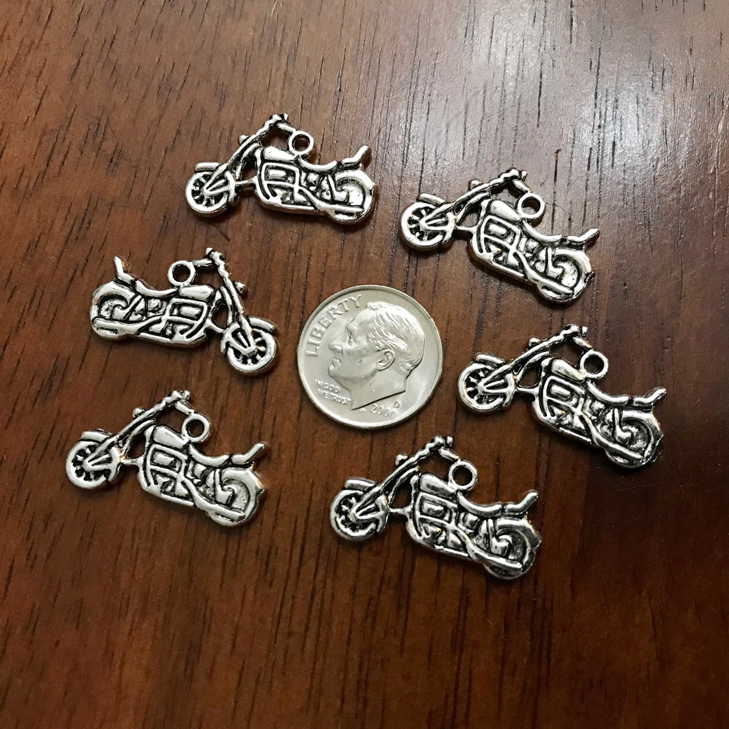 15pcs, Motorcycle Charms, Antique Silver Motorcycle Charms, Motorbike Charms, Double Sided Motorcycle Charms, Dirt Bike Charms, Findings