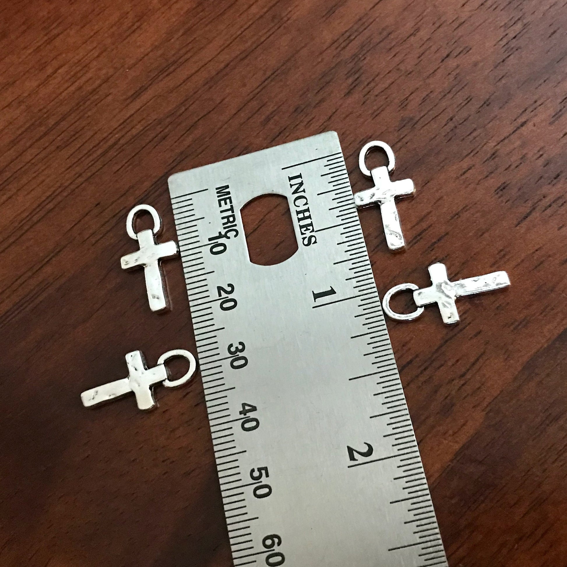 40pcs, Silver Cross Charms, Hammered Cross Charms, Hammered Cross Pendants, Fancy Cross Charms, Double Sided Cross Charms, Findings