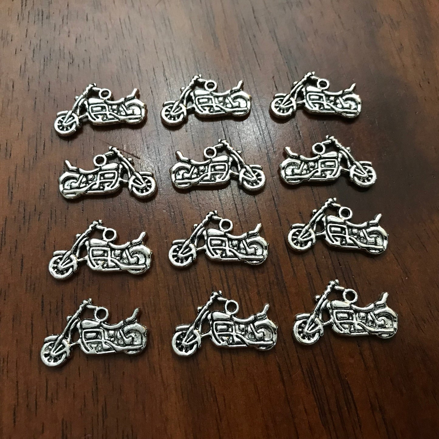 25pcs, Motorcycle Charms, Antique Silver Motorcycle Charms, Motorbike Charms, Double Sided Motorcycle Charms, Dirt Bike Charms, Findings