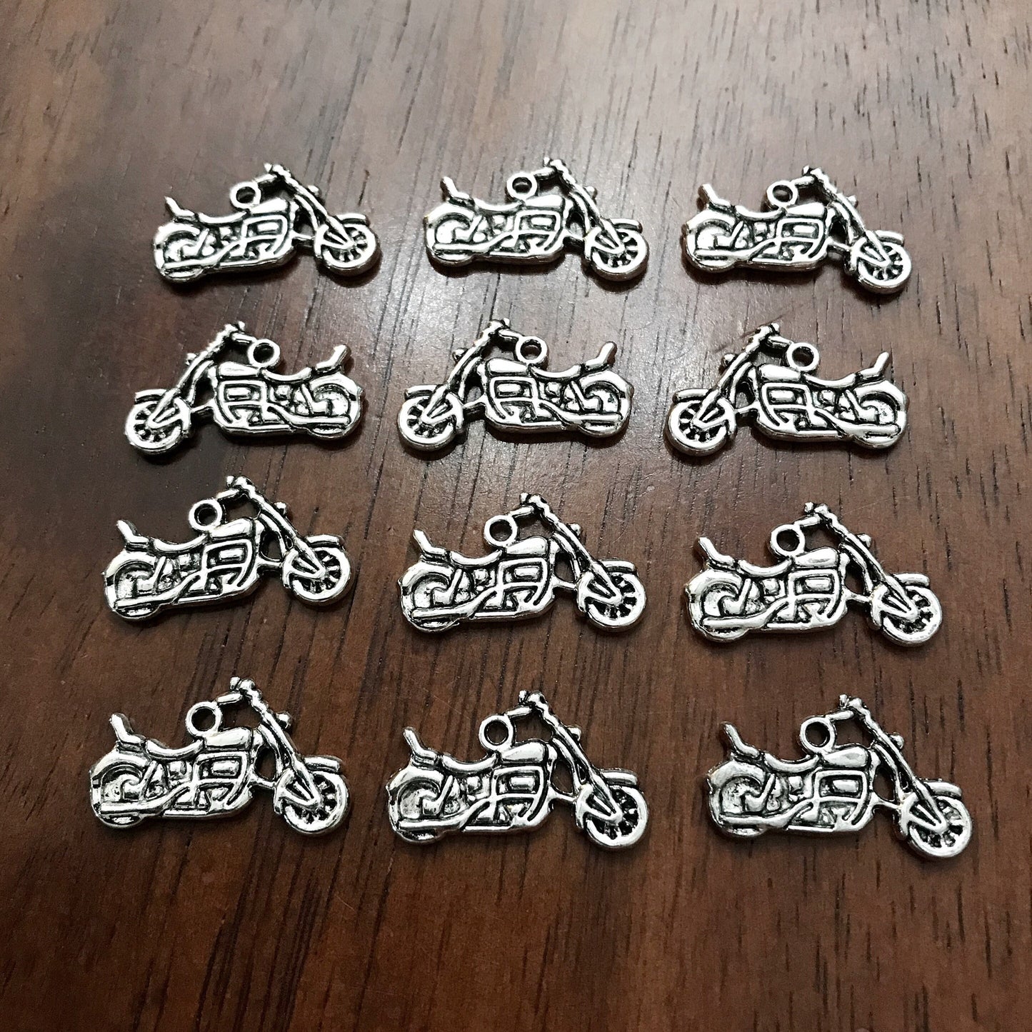25pcs, Motorcycle Charms, Antique Silver Motorcycle Charms, Motorbike Charms, Double Sided Motorcycle Charms, Dirt Bike Charms, Findings