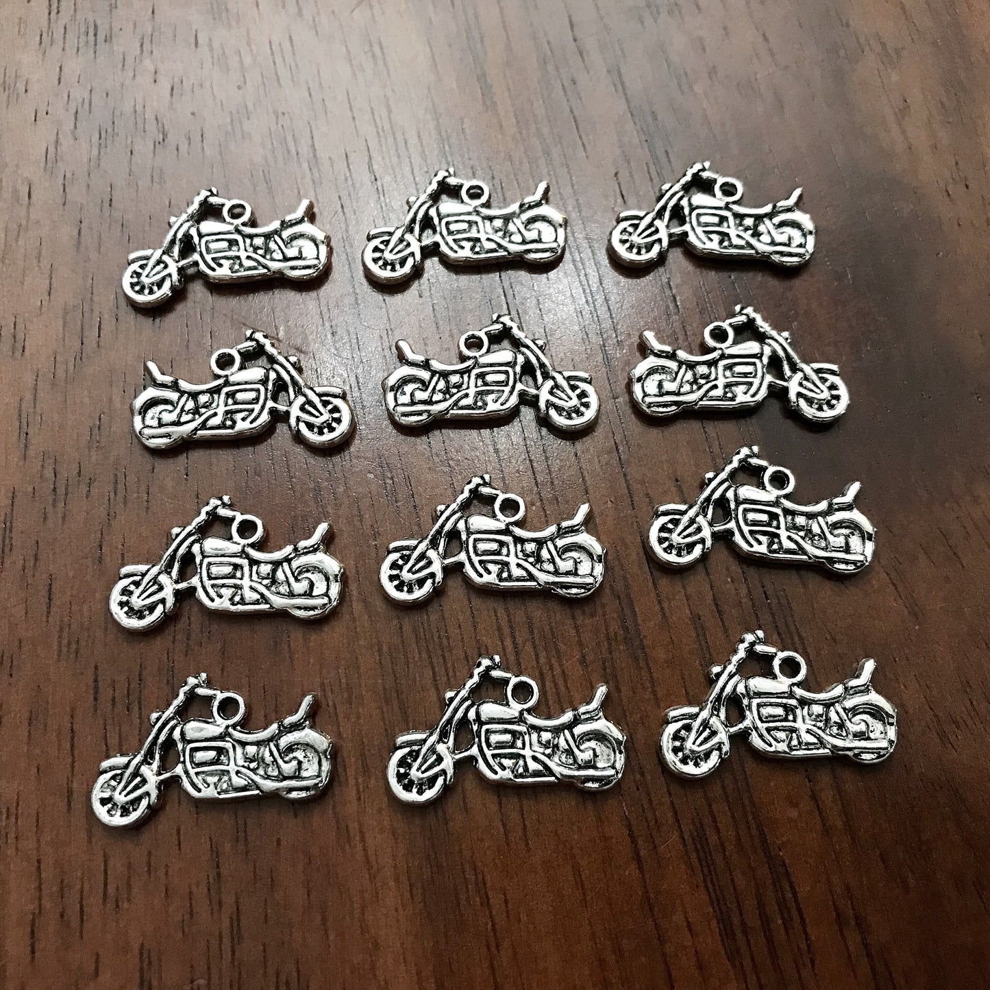 25pcs, Motorcycle Charms, Antique Silver Motorcycle Charms, Motorbike Charms, Double Sided Motorcycle Charms, Dirt Bike Charms, Findings