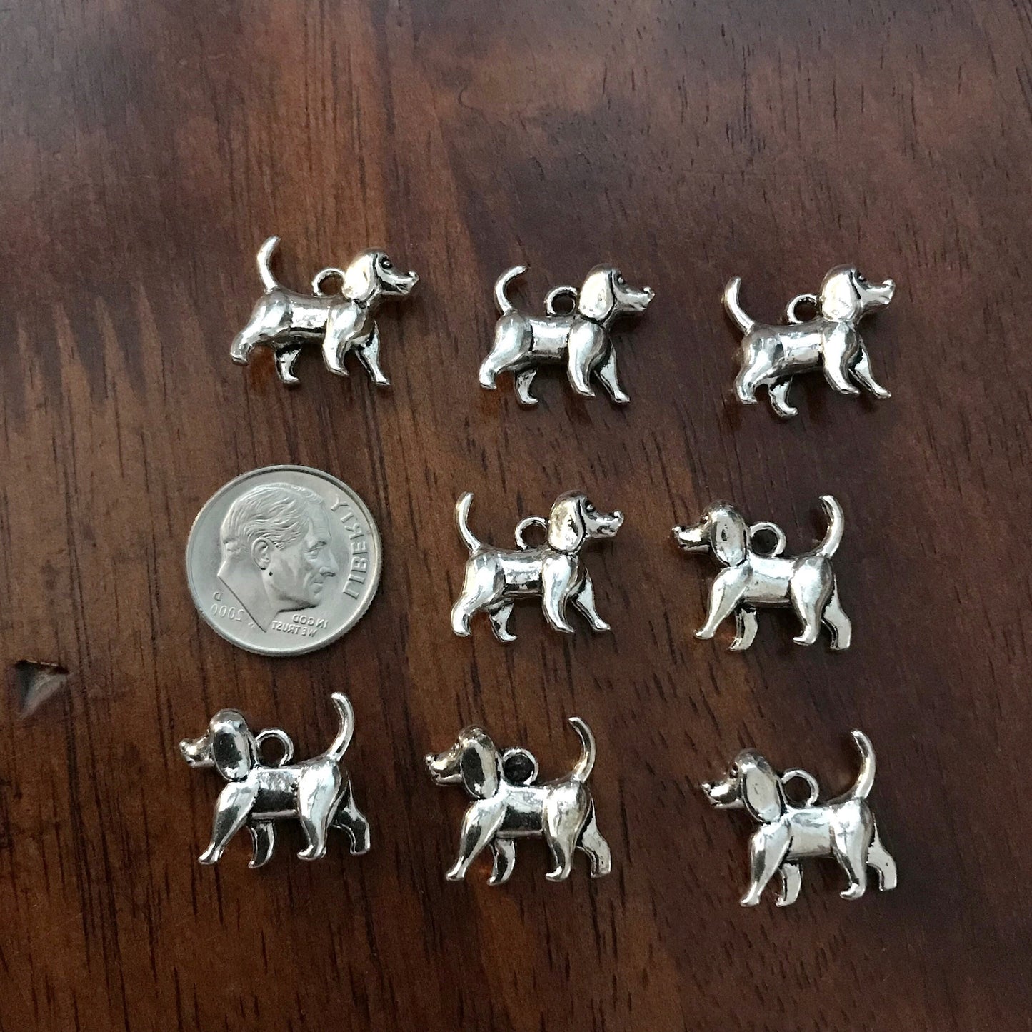 20pcs Dog Charms, Antique Silver Charms, 3D Dog Charms, Puppy Charms, Pet Charms, Animal Charms, Silver Doggy Charms, Findings