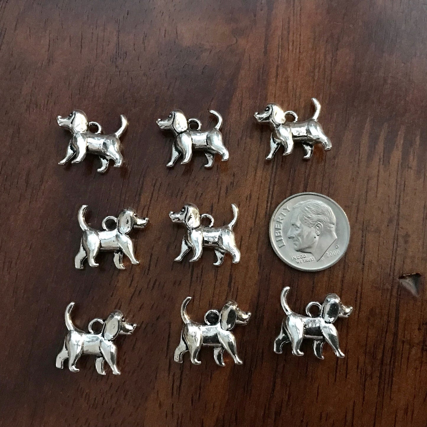 12pcs Dog Charms, Antique Silver Charms, 3D Dog Charms, Puppy Charms, Pet Charms, Animal Charms, Silver Doggy Charms, Findings