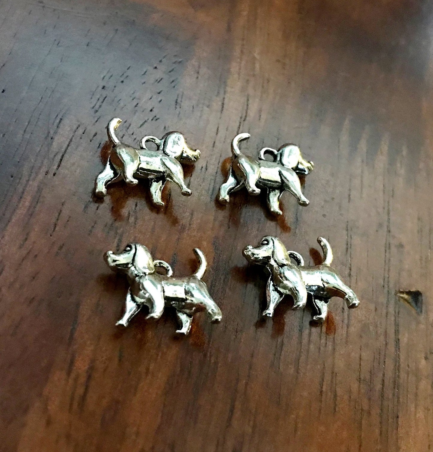 12pcs Dog Charms, Antique Silver Charms, 3D Dog Charms, Puppy Charms, Pet Charms, Animal Charms, Silver Doggy Charms, Findings