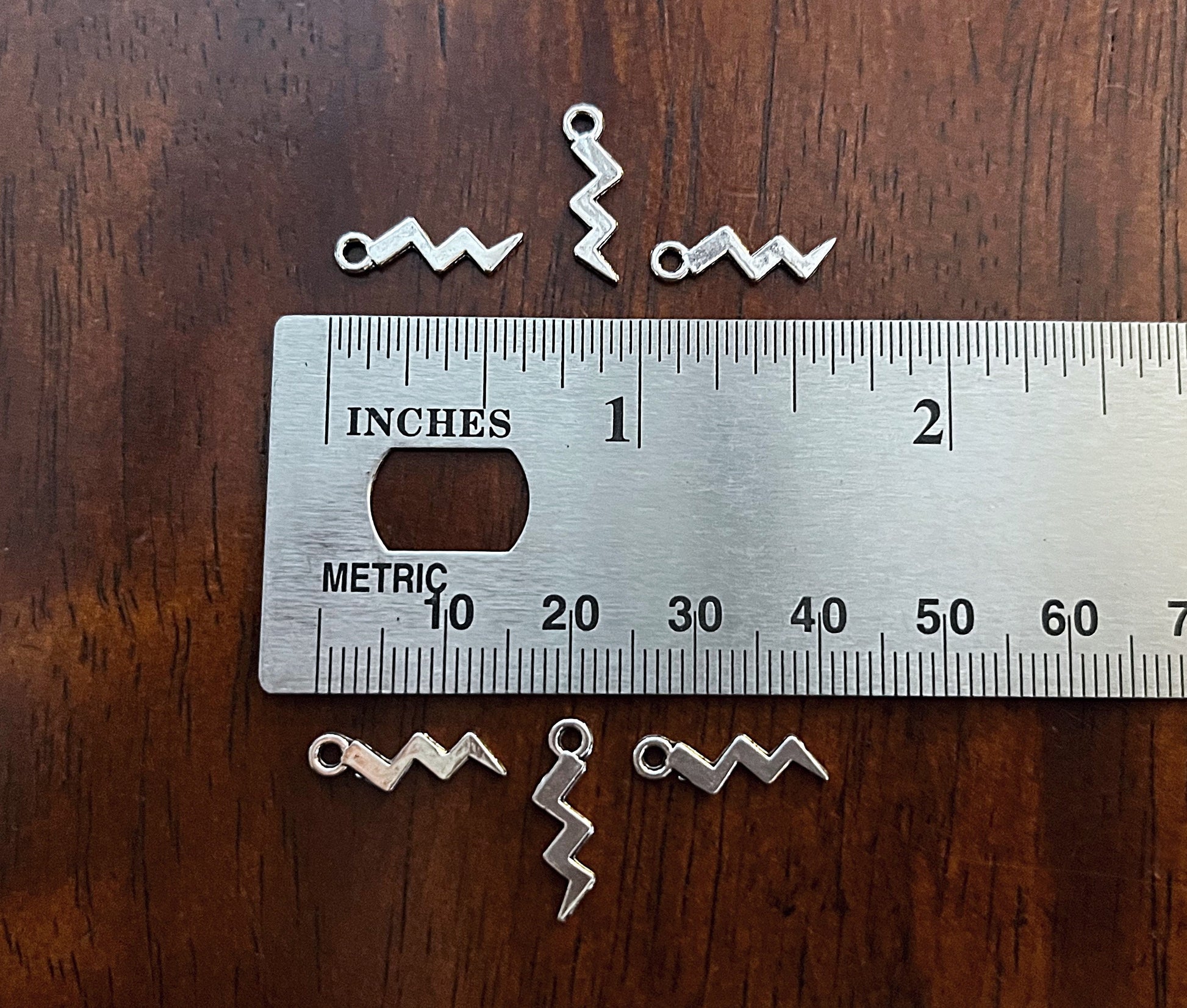 25pcs, Lightning Bolt Charms, Antique Silver Lightning Charms, Lightning Bolt Pendants, Thunder Charms, 2 Sided Lightning Charms, Findings