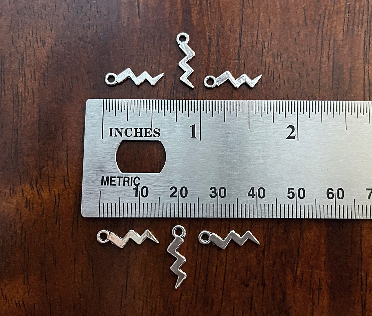 Bulk 50pcs, Lightning Bolt Charms, Antique Silver Lightning Charms, Thunder Bolt Charms, Wizard Charms, 2 Sided Lightning Charms, Findings