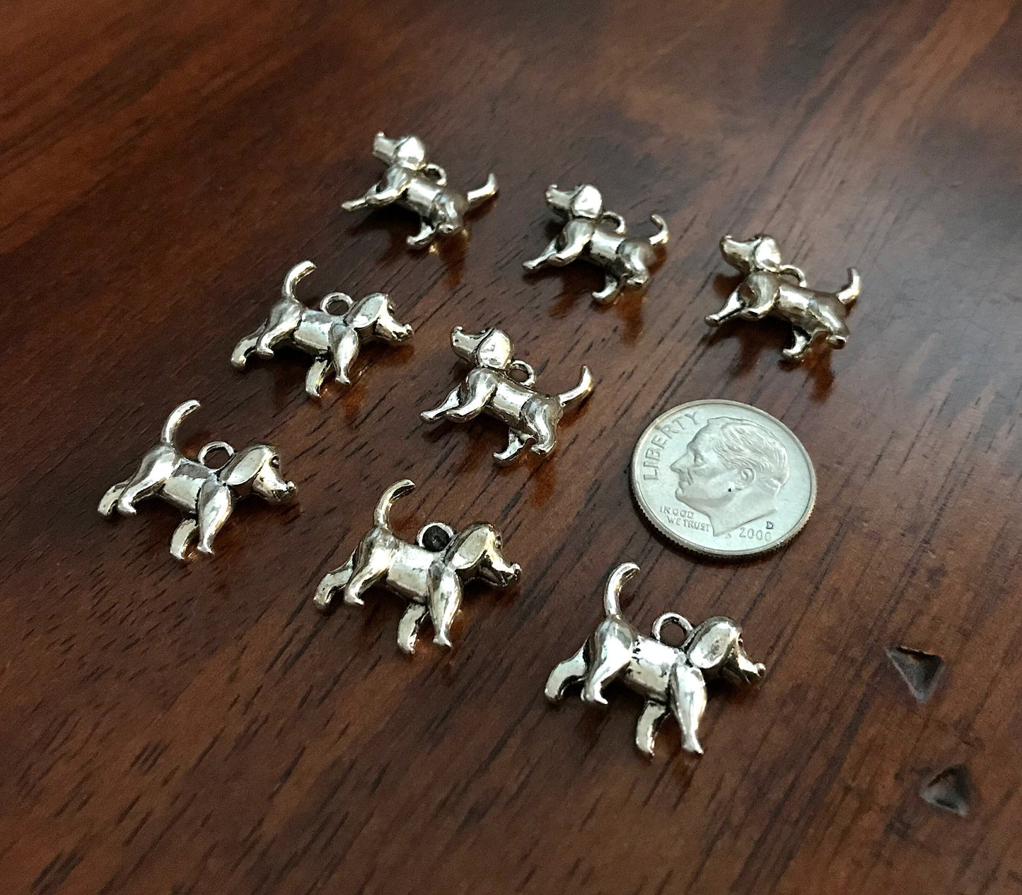 12pcs Dog Charms, Antique Silver Charms, 3D Dog Charms, Puppy Charms, Pet Charms, Animal Charms, Silver Doggy Charms, Findings