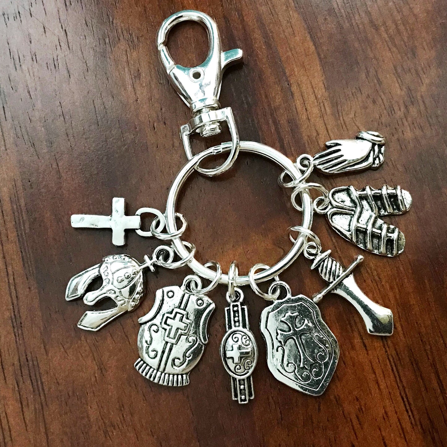Armor of God Keychain, Armor of God Charm Zipper Pull, Armor Of God Keychain with Swivel Latch Hook, Armor of God Rearview Mirror Charm