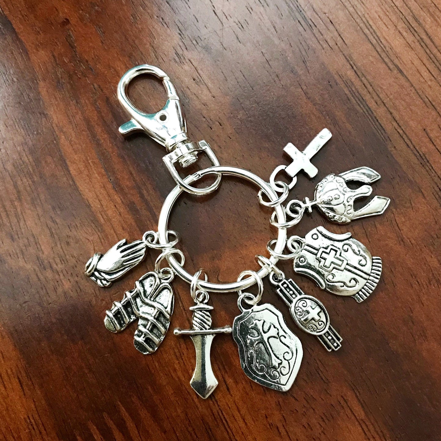 Armor of God Keychain, Armor of God Charm Zipper Pull, Armor Of God Keychain with Swivel Latch Hook, Armor of God Rearview Mirror Charm