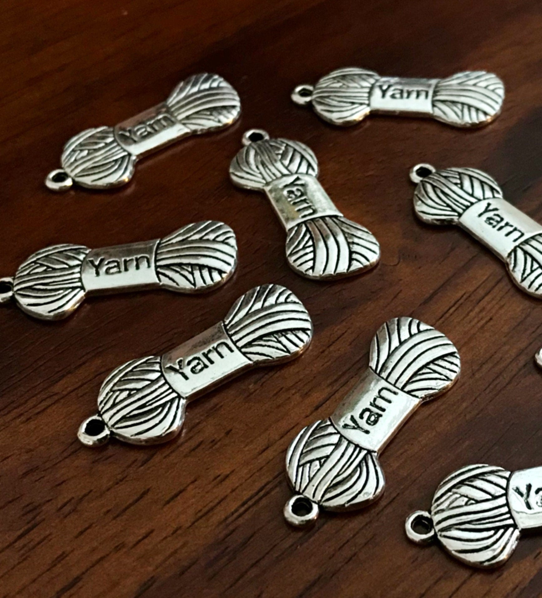 20pcs Yarn Charms, Crocheting Charm, Ball of Silver Yarn Charms, Crafter's Charms, Yarn Pendants, Knitting Charms, Sewing Charms, Findings