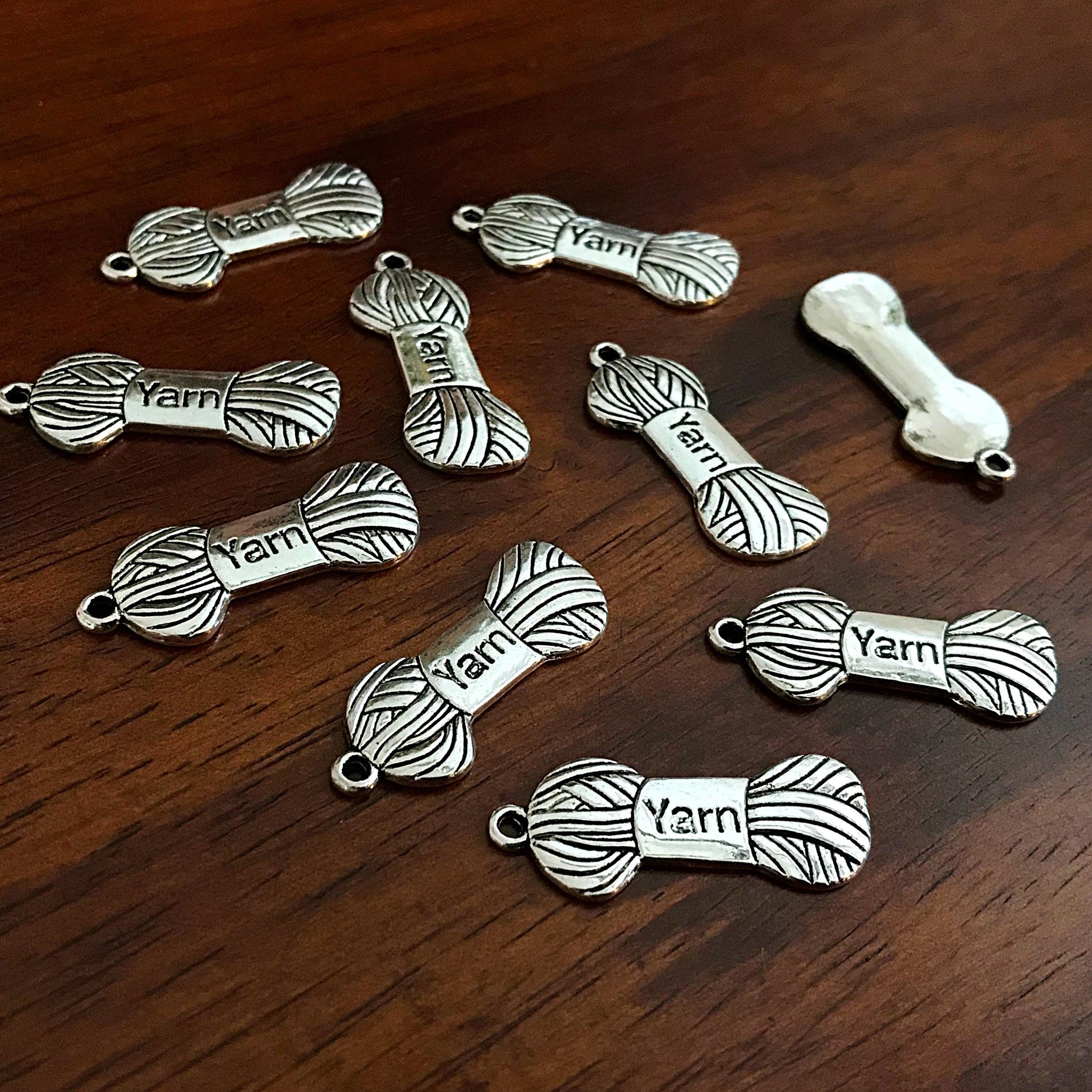 20pcs Yarn Charms, Crocheting Charm, Ball of Silver Yarn Charms, Crafter's Charms, Yarn Pendants, Knitting Charms, Sewing Charms, Findings