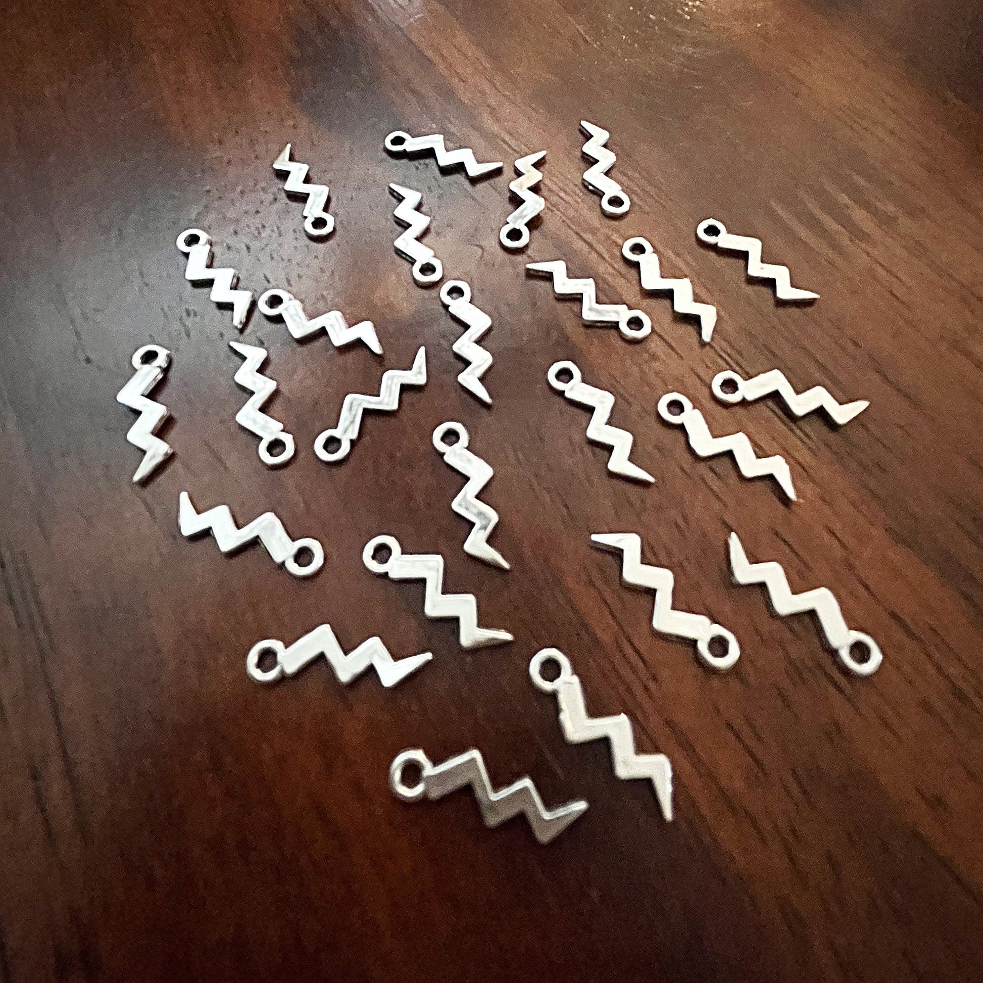 25pcs, Lightning Bolt Charms, Antique Silver Lightning Charms, Lightning Bolt Pendants, Thunder Charms, 2 Sided Lightning Charms, Findings