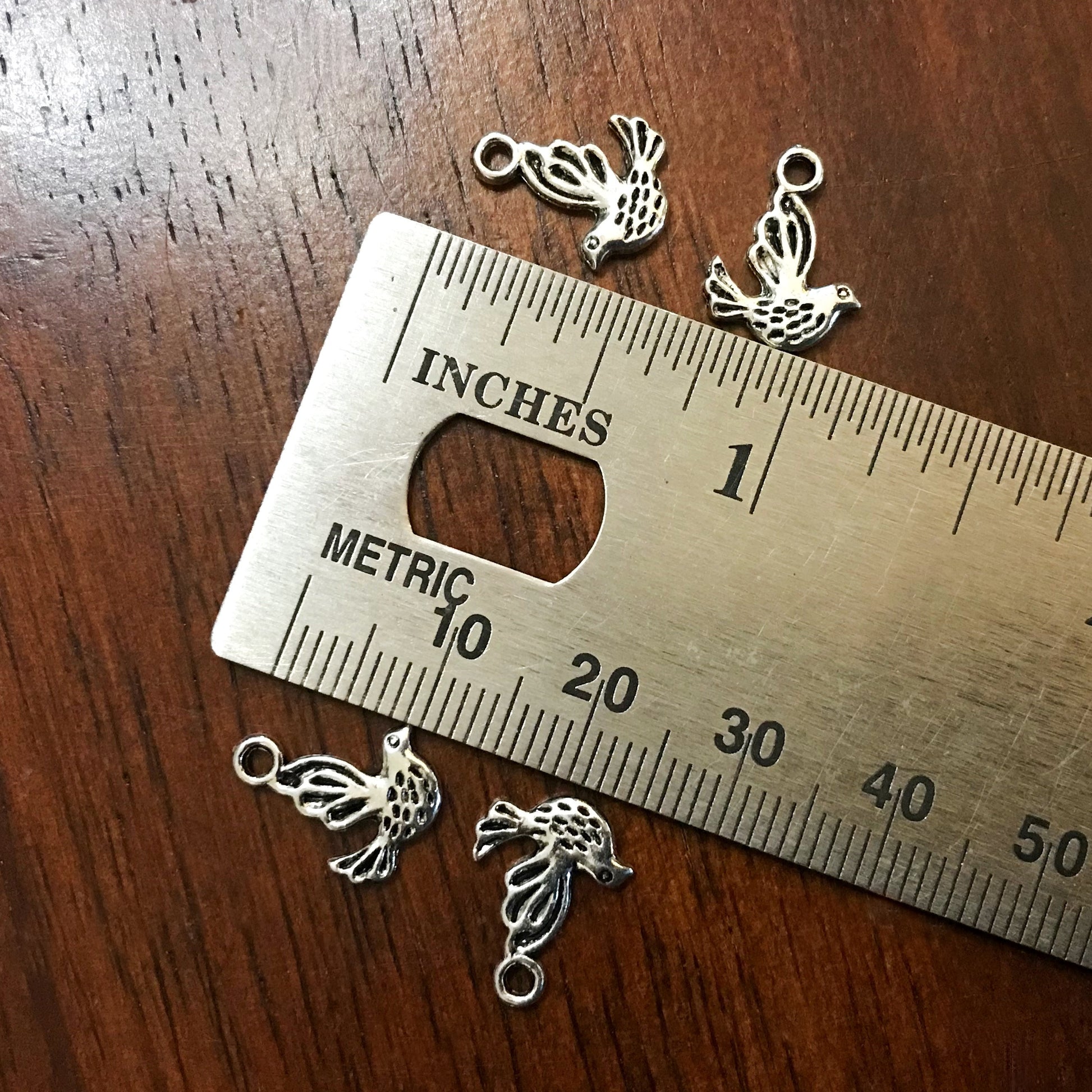 40 Dove Charms, Dove with Olive Branch Charms, Bird Charms, 2-Sided Dove Charms, Dove of Peace Charms, Antique Silver Dove, Charms, Findings