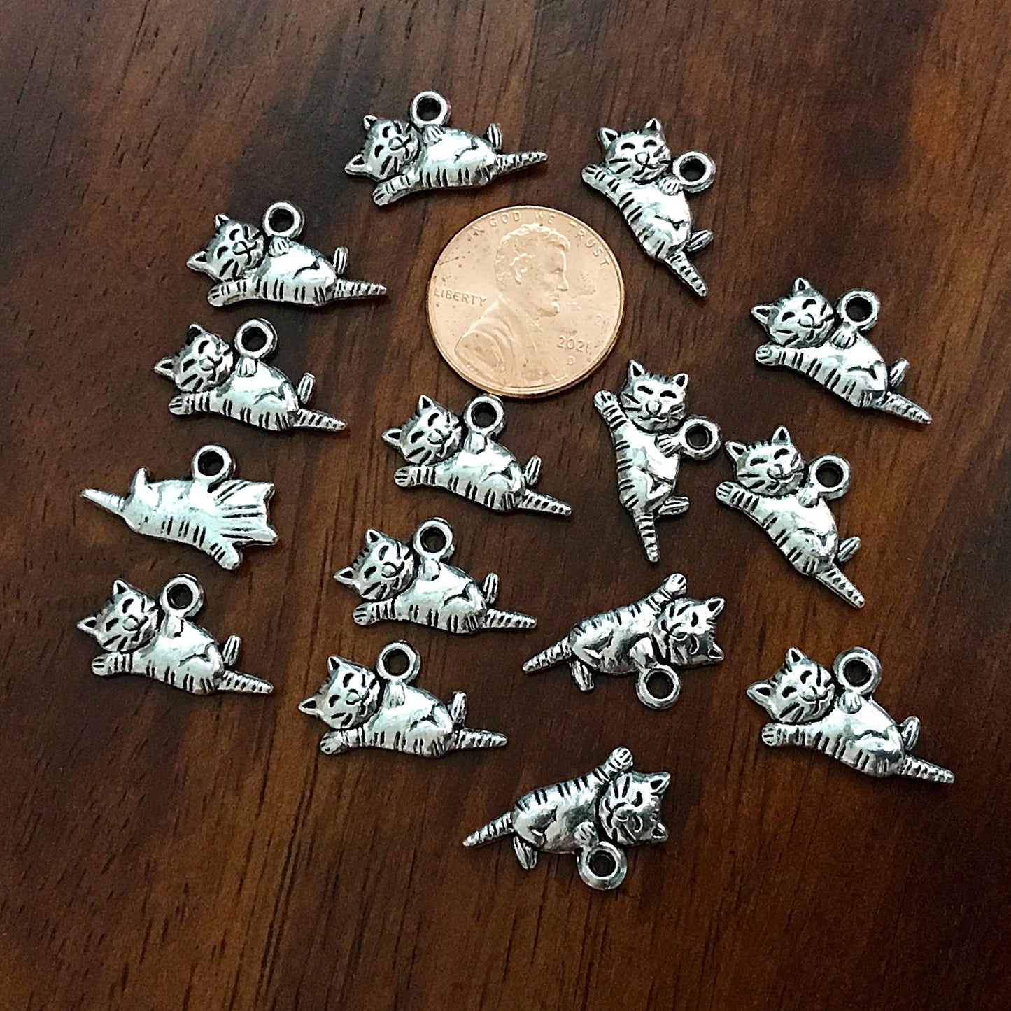 20pcs, Cat Charms, Antique Silver Cat Charms, 3D Cat Charms, Kitten Charms, Feline Charms, Kitty Cat Charms, Silver Cat Charms, Findings