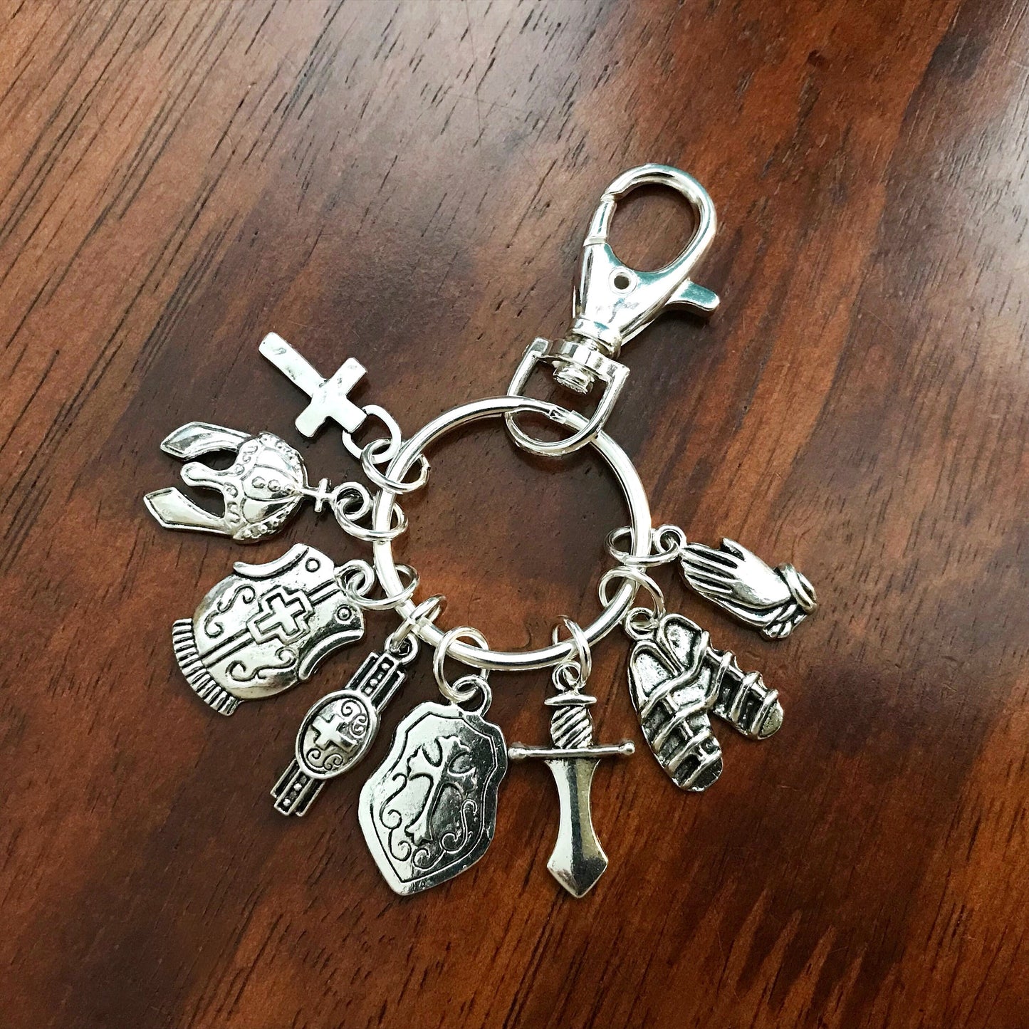Armor of God Keychain, Armor of God Charm Zipper Pull, Armor Of God Keychain with Swivel Latch Hook, Armor of God Rearview Mirror Charm