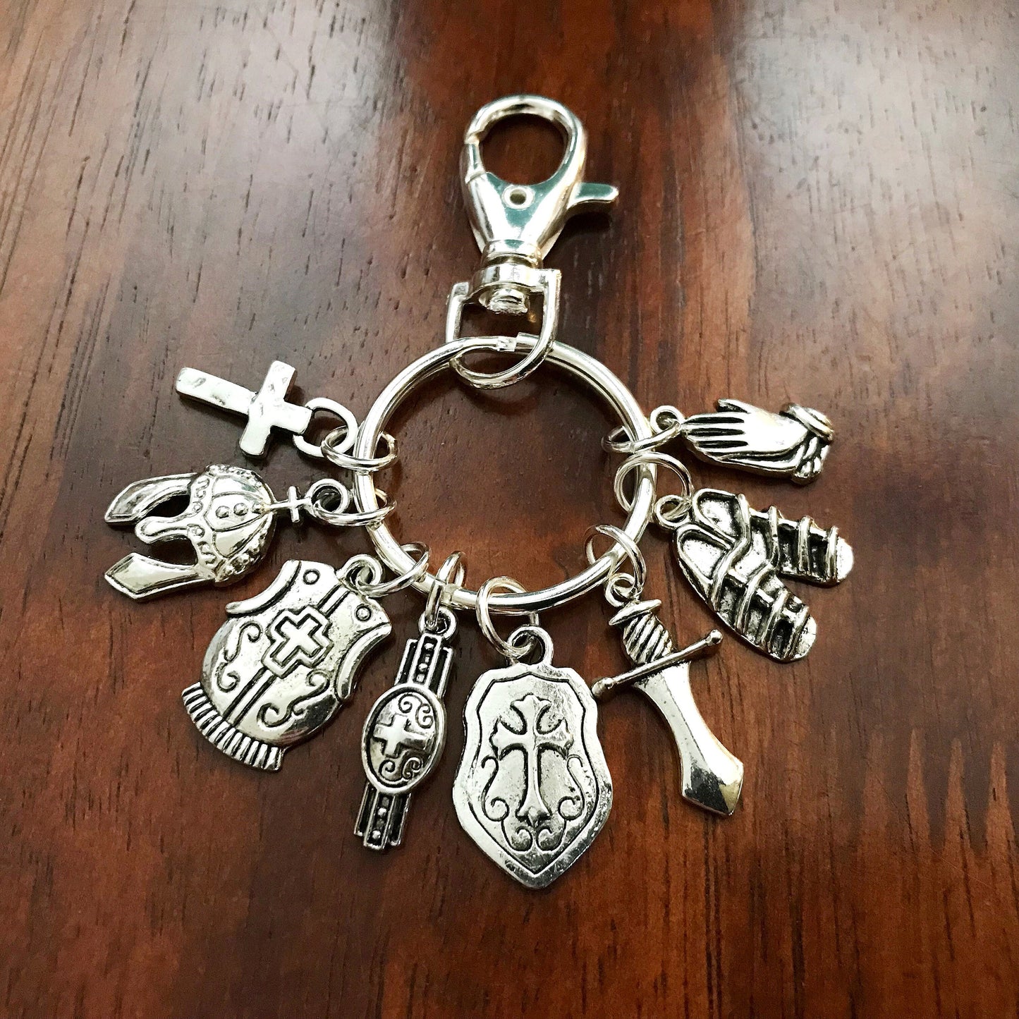 Armor of God Keychain, Armor of God Charm Zipper Pull, Armor Of God Keychain with Swivel Latch Hook, Armor of God Rearview Mirror Charm