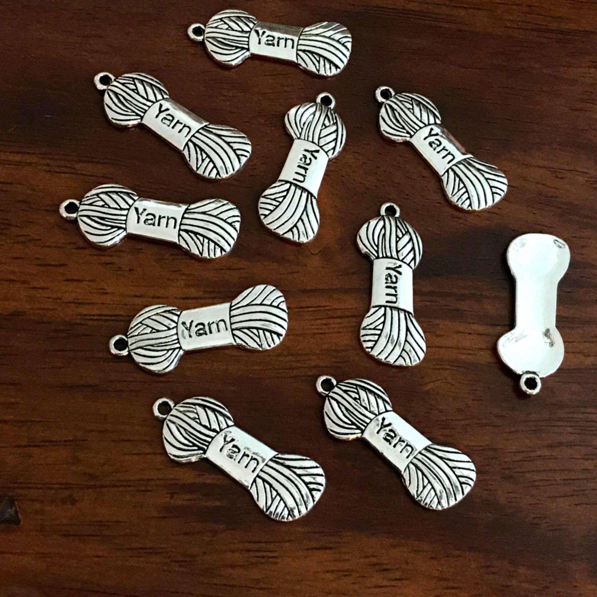 20pcs Yarn Charms, Crocheting Charm, Ball of Silver Yarn Charms, Crafter's Charms, Yarn Pendants, Knitting Charms, Sewing Charms, Findings