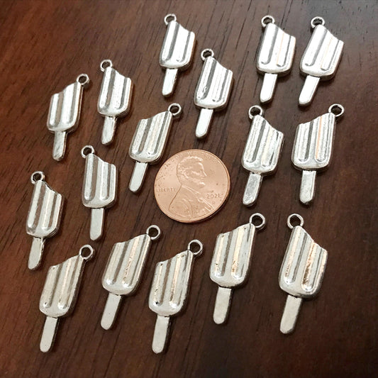20 Ice Cream Charms, Ice Cream Bar Charms, Ice Cream Cone Charms, Popsicle Charms, Antique Silver Ice Cream Charms, Fudge Popsicle, Findings