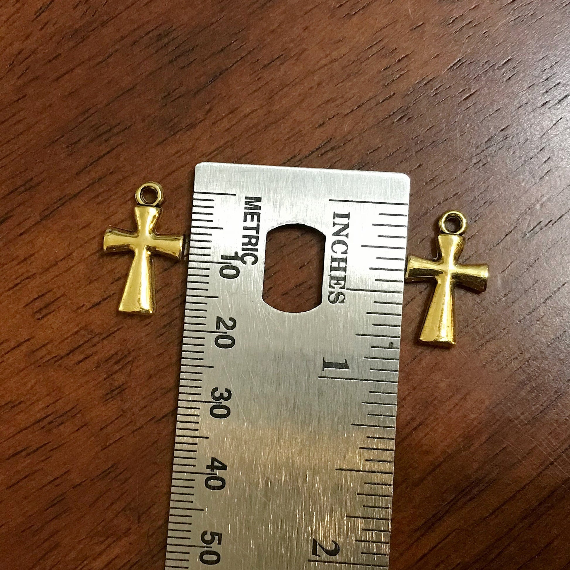 20pcs Cross Charms, Gold Cross Charms, Gold Catholic Charms, Gold Tone Cross Pendants, Rosary Charms, Double Sided Cross Charms, Findings