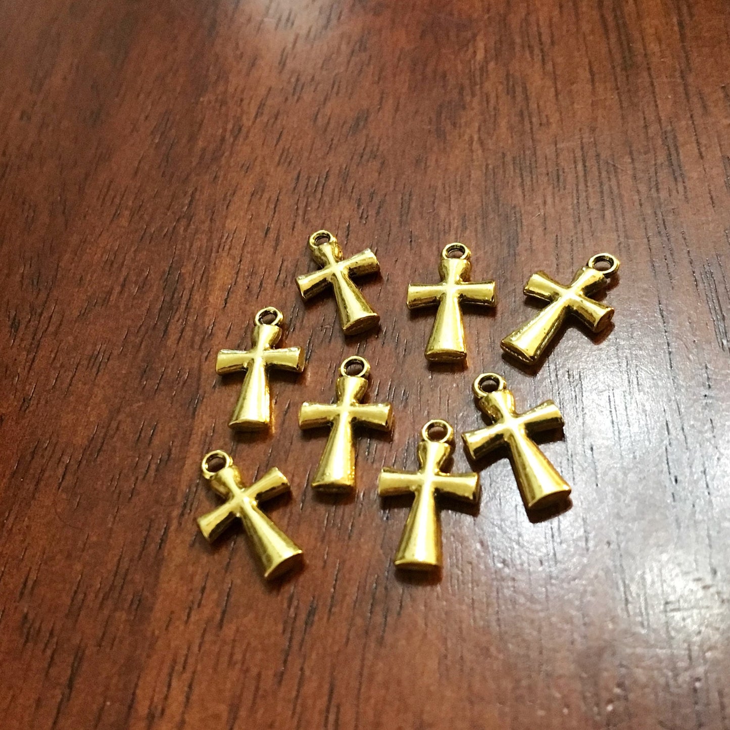 20pcs Cross Charms, Gold Cross Charms, Gold Catholic Charms, Gold Tone Cross Pendants, Rosary Charms, Double Sided Cross Charms, Findings