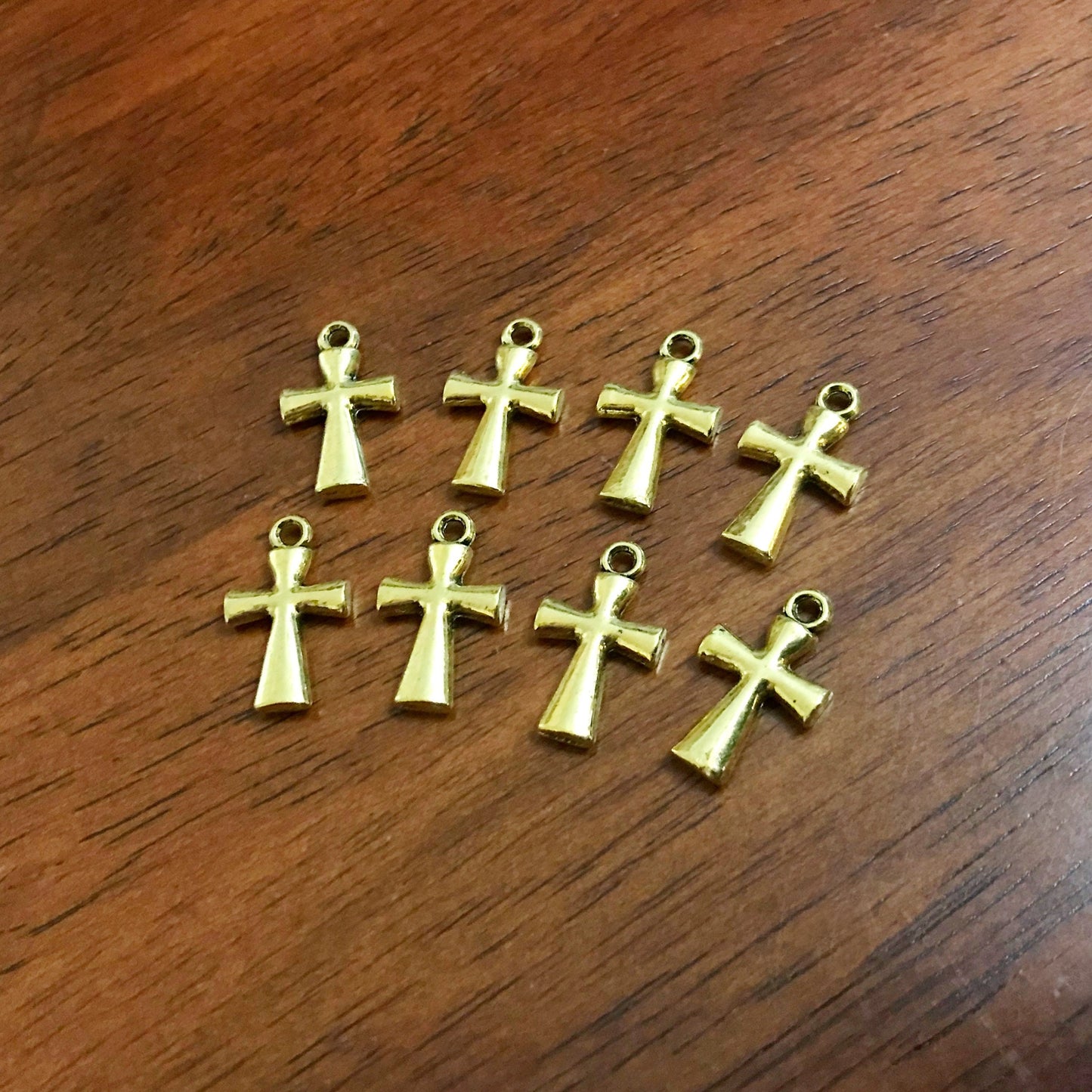 20pcs Cross Charms, Gold Cross Charms, Gold Catholic Charms, Gold Tone Cross Pendants, Rosary Charms, Double Sided Cross Charms, Findings