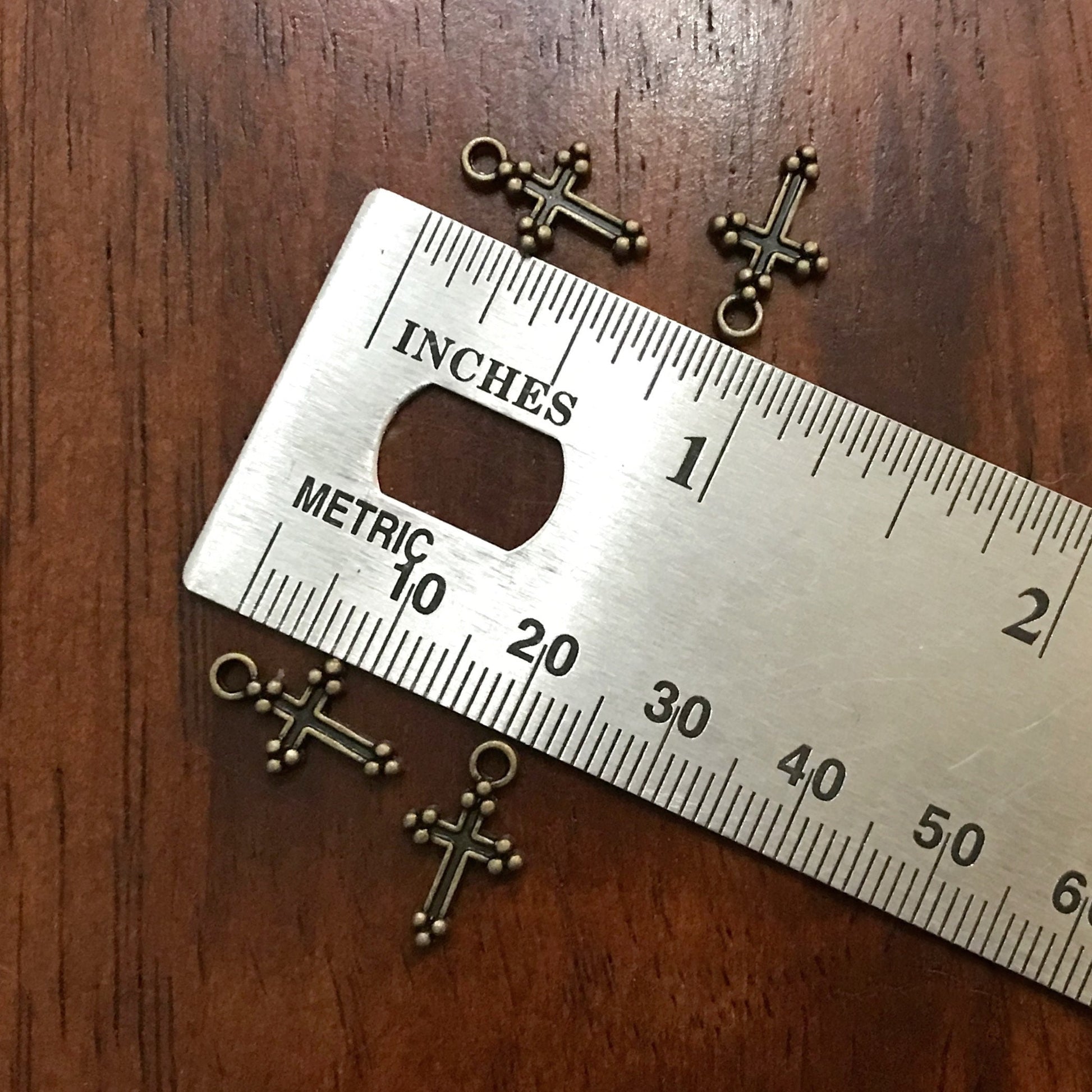 50pcs, Bronze Cross Charms, Bronze Cross Tiny Cross Charms, Fancy Cross Charms, Double Sided Cross Charms, Jewelry Supplies, Findings