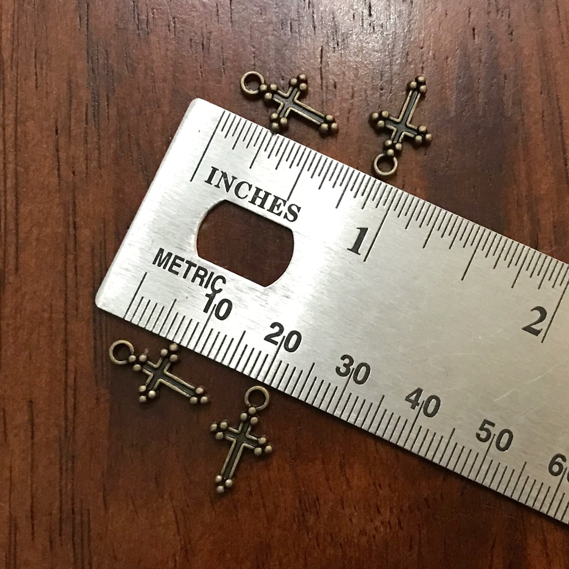 25pcs, Bronze Cross Charms, Bronze Cross Tiny Cross Charms, Fancy Cross Charms, Double Sided Cross Charms, Jewelry Supplies, Findings