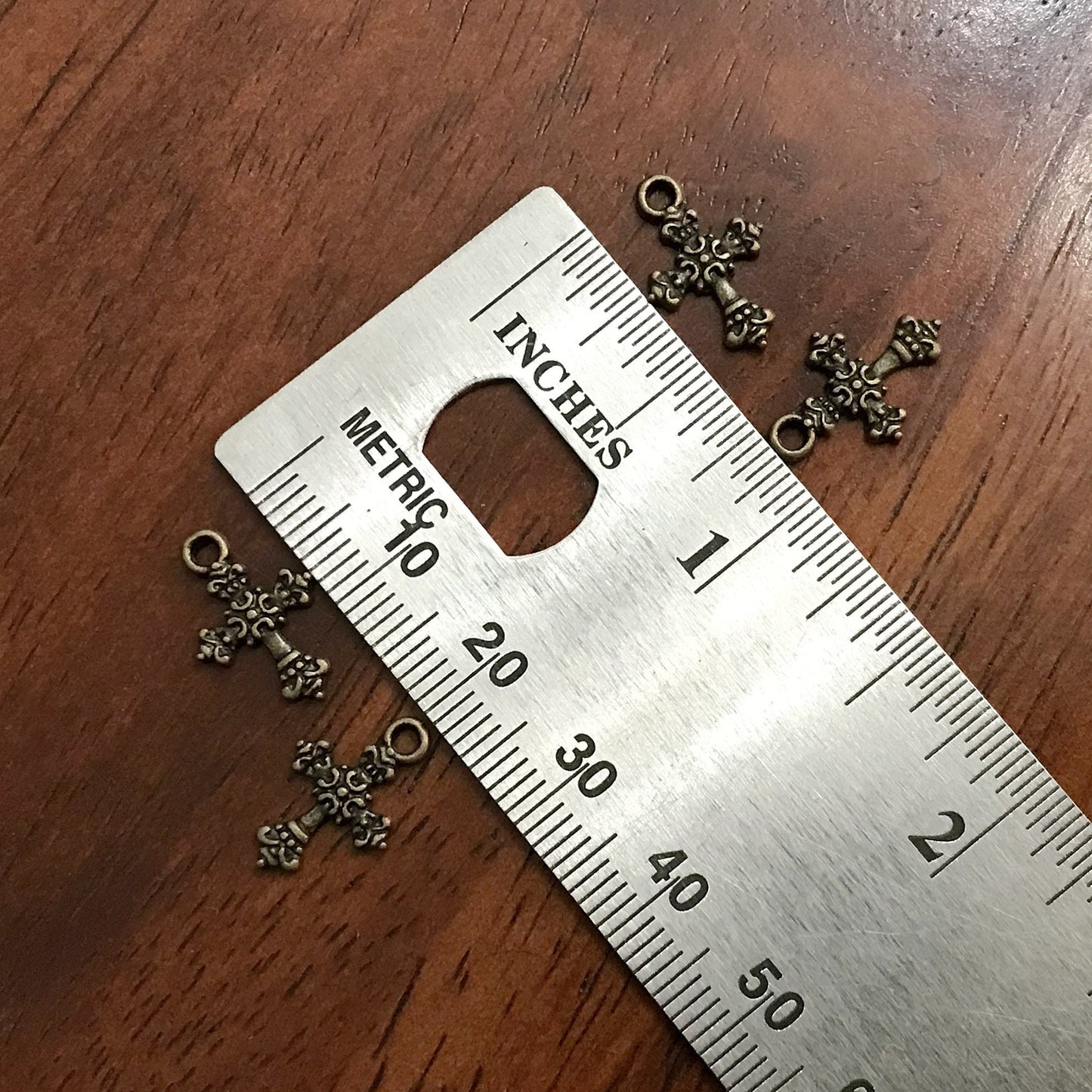 25pcs, Bronze Cross Charms, Bronze Cross Tiny Cross Charms, Fancy Cross Charms, Double Sided Cross Charms, Jewelry Supplies, Findings