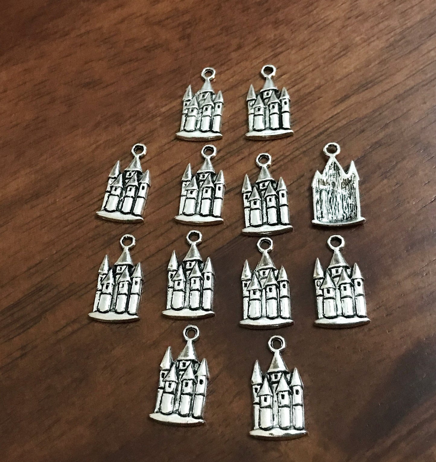 20pcs, Castle Charms, Princess Charms, Antique Silver Castle Charms, Castle Pendants, Prince & Princess Crown Charms, Findings