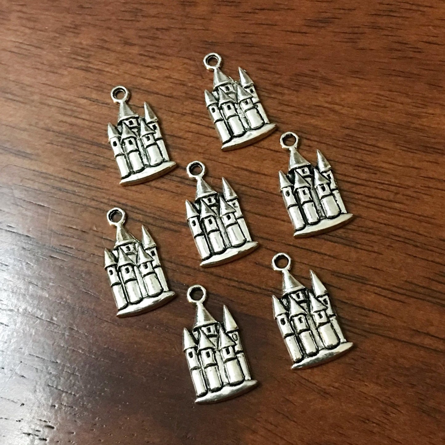 20pcs, Castle Charms, Princess Charms, Antique Silver Castle Charms, Castle Pendants, Prince & Princess Crown Charms, Findings