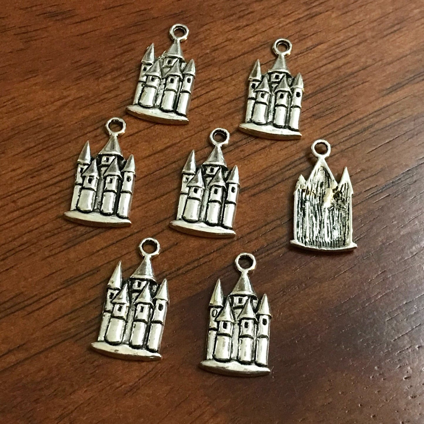20pcs, Castle Charms, Princess Charms, Antique Silver Castle Charms, Castle Pendants, Prince & Princess Crown Charms, Findings