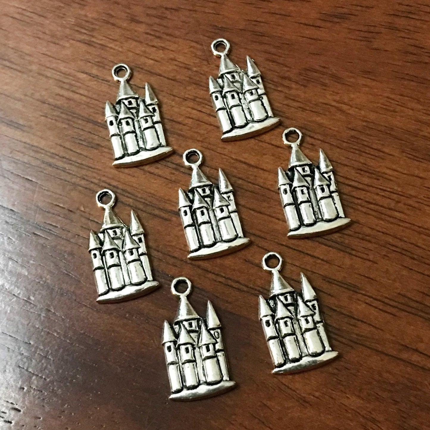 20pcs, Castle Charms, Princess Charms, Antique Silver Castle Charms, Castle Pendants, Prince & Princess Crown Charms, Findings