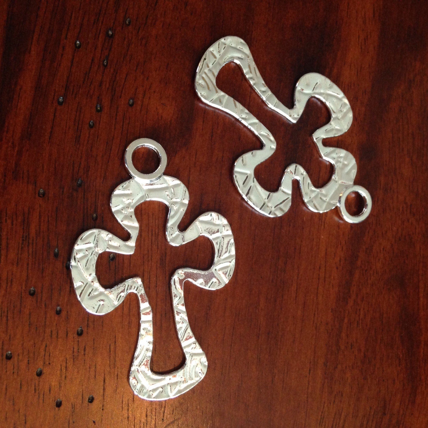 4 Large Silver Cross Pendants, Antique Silver Charms, Large Cross Pendants, Necklace Pendant, Findings, Craft and Jewelry Supplieas