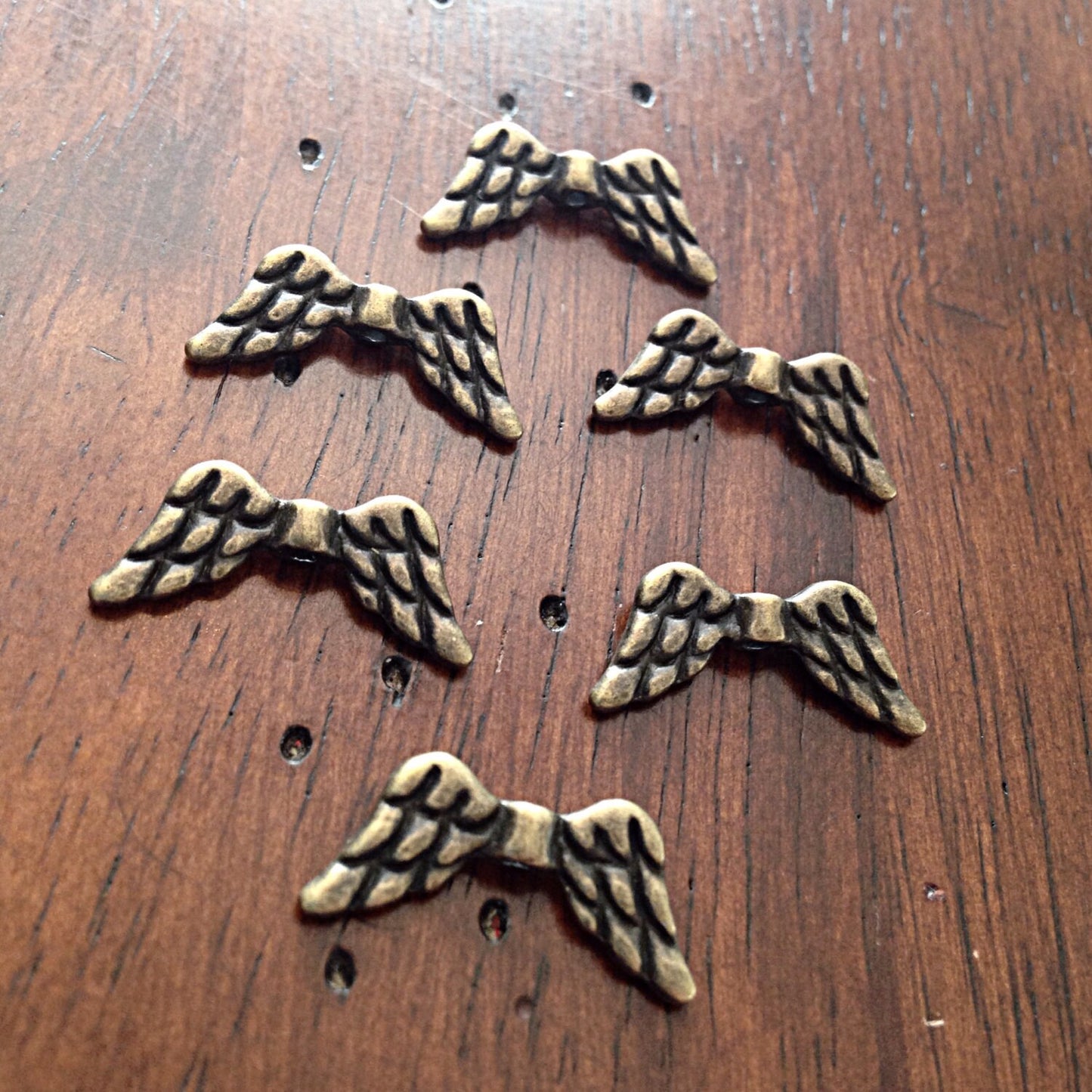 25 Angel Wing Spacer Charms, Tiny Wing Connector Charms, Antique Bronze Wing Charms, Spacer Beads, Jewlery & Craft Suppies, Findings