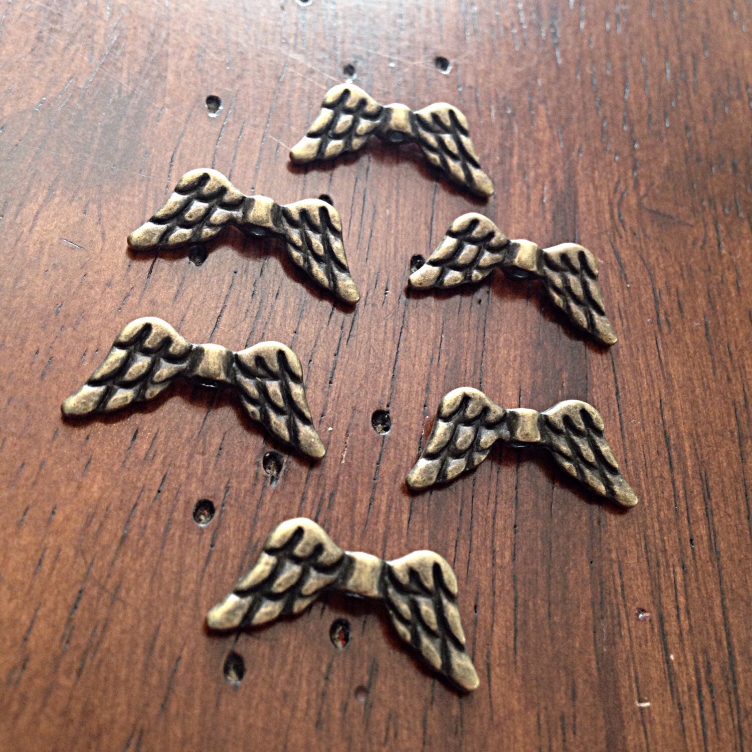 25 Angel Wing Spacer Charms, Tiny Wing Connector Charms, Antique Bronze Wing Charms, Spacer Beads, Jewlery & Craft Suppies, Findings