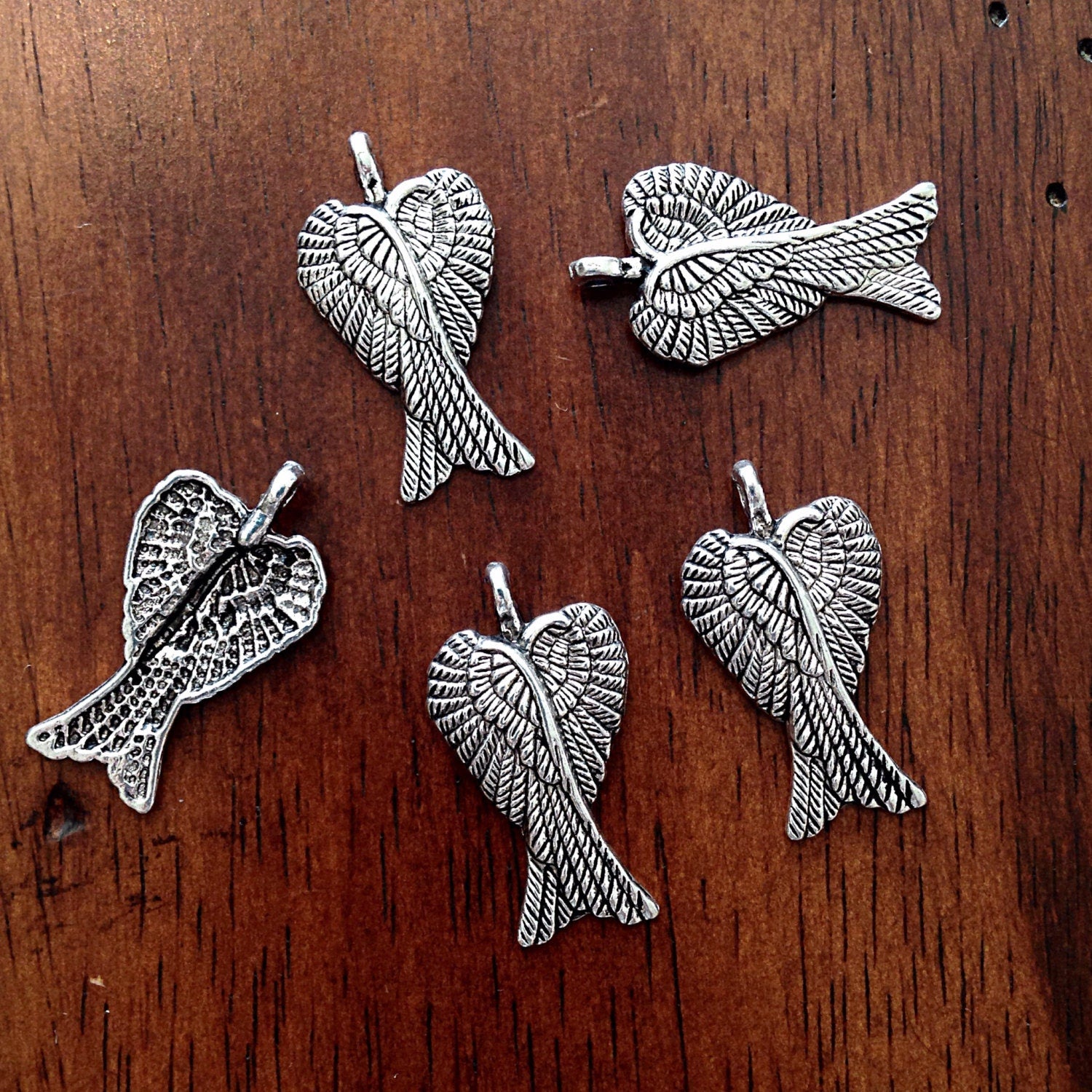 10 Angel Wing Charms, Antique Silver Charms, Silver Wing Charms, Angel Charms, Finding, Double Wing Charms, Craft and Jewelry Supplies