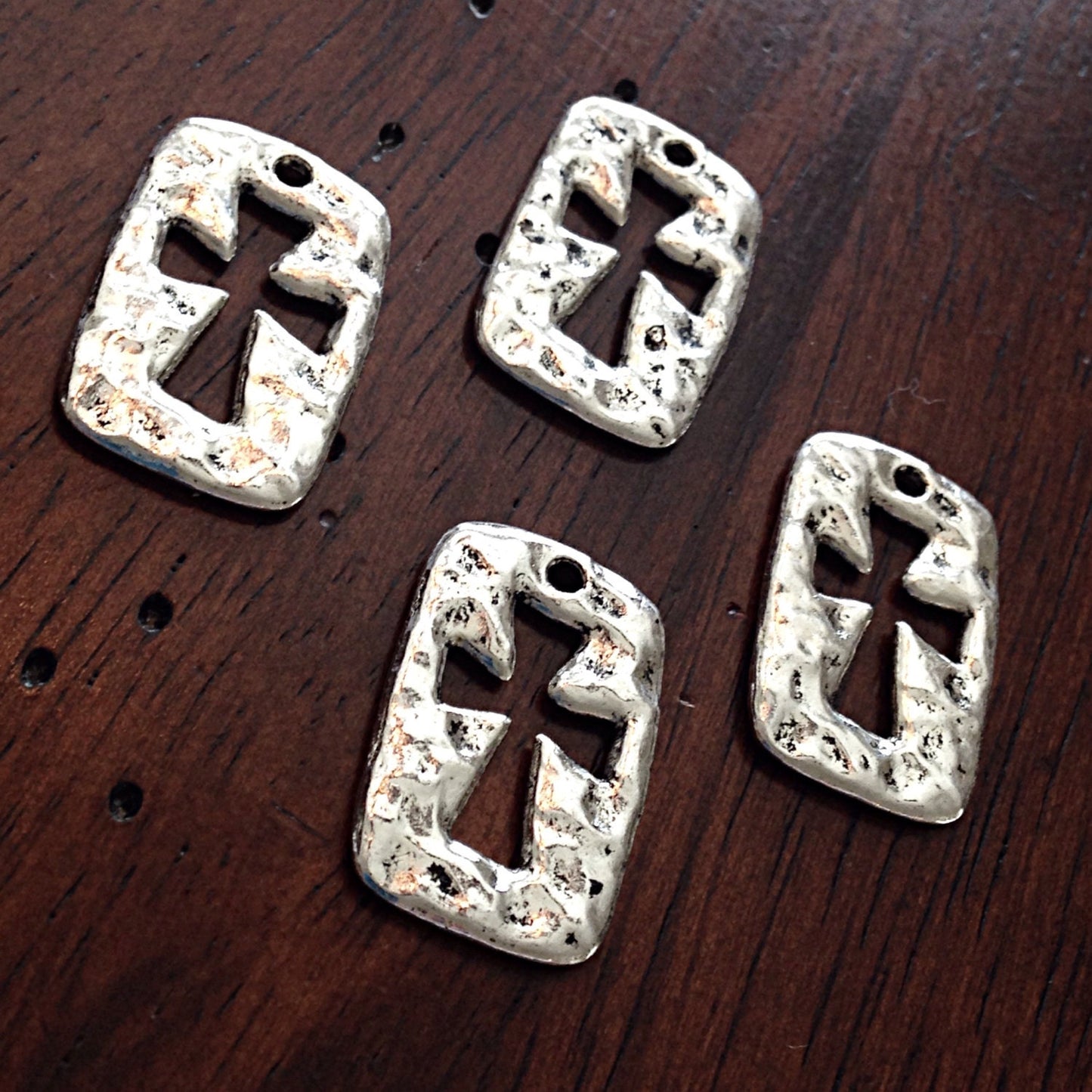 Bulk 20 Cross Charms, Antique Silver Charms, Silver Cross Charms, Inside Cross Charms, Double Sided Cross Charms, Findings