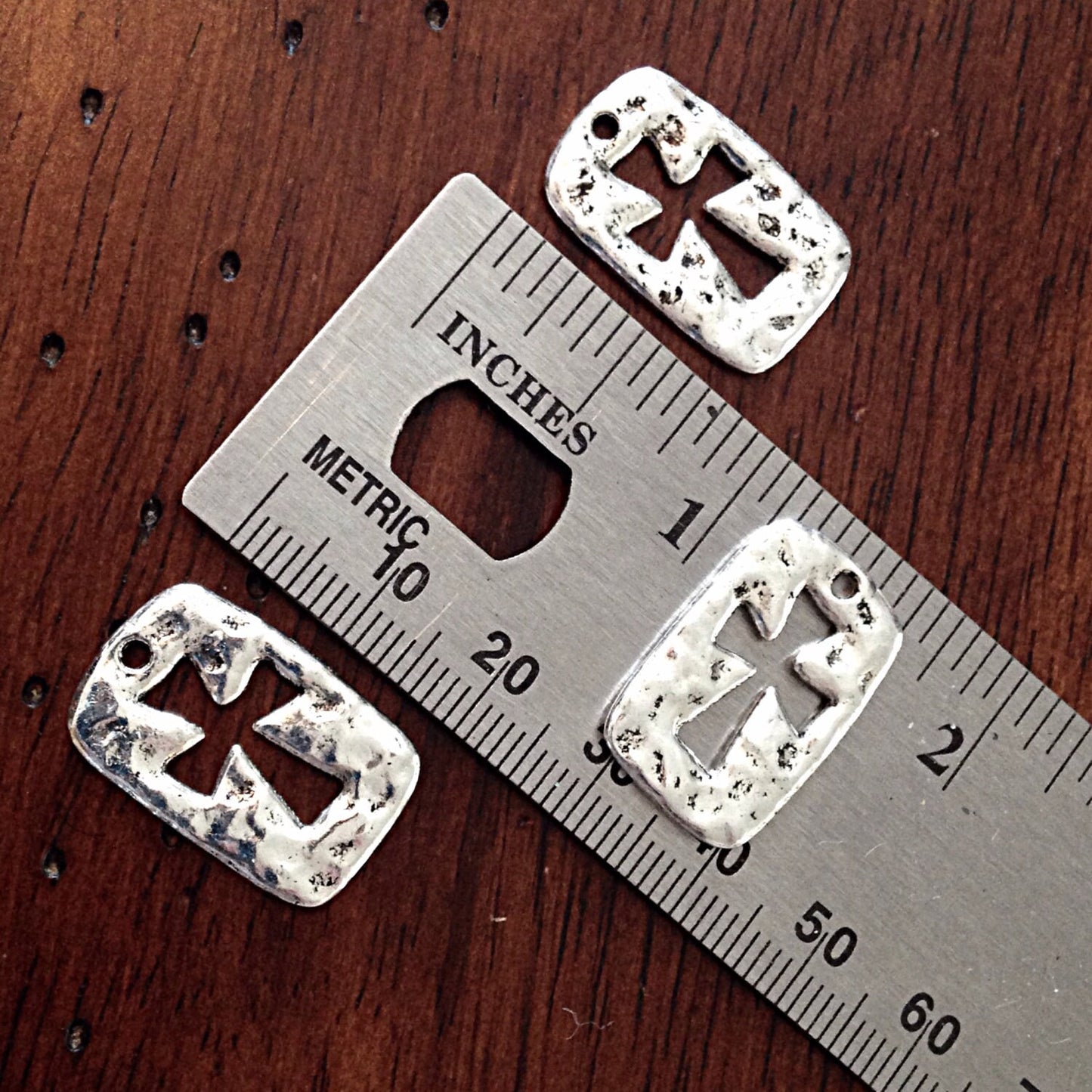 Bulk 20 Cross Charms, Antique Silver Charms, Silver Cross Charms, Inside Cross Charms, Double Sided Cross Charms, Findings