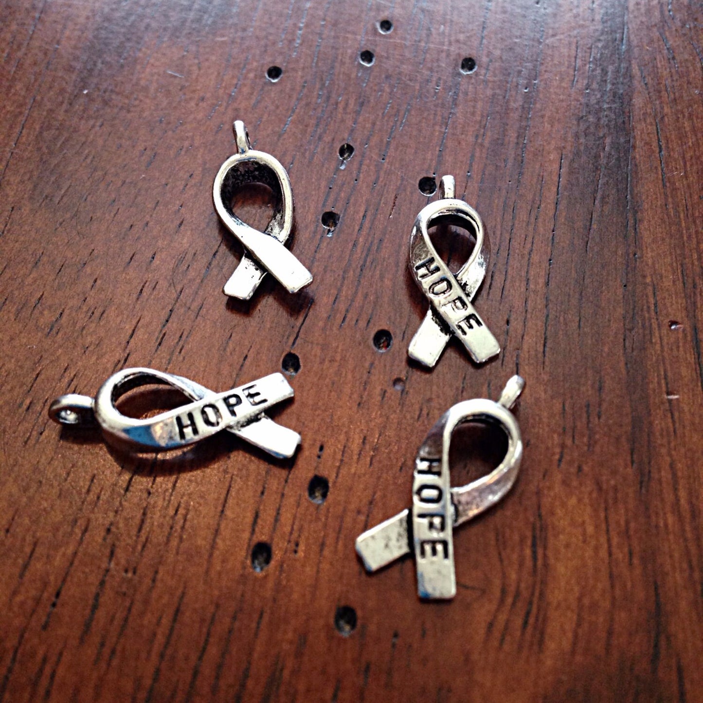 Bulk 50, Hope Ribbon Charms, Silver Ribbon Charms, Cancer Awareness Charms, Hope Ribbon Charms, Jewelry and Craft Supplies, Findings