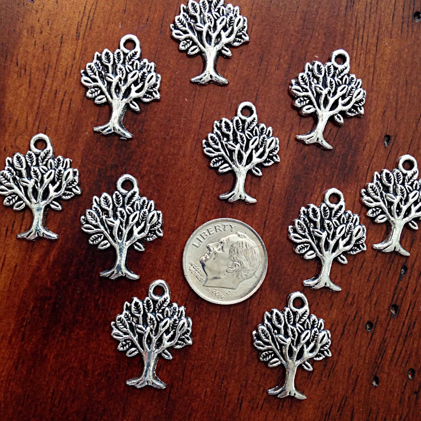 10pcs, Tree Charms, Silver Tree Charms, Tree of Life Charms, Plant Charms, Antique Silver Charms, Jewelry Supplies, Findings