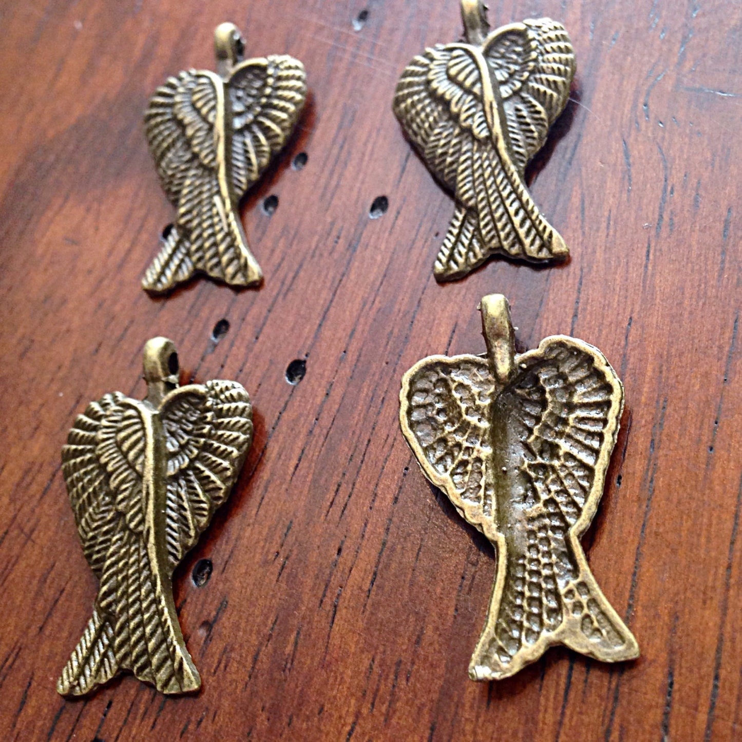 8 Angel Wing Charms, Antique Bronze Charms, Wing Charms, Angel Wings Charms, Bronze Angel Wings, Craft and Jewelry Supplies, Findings