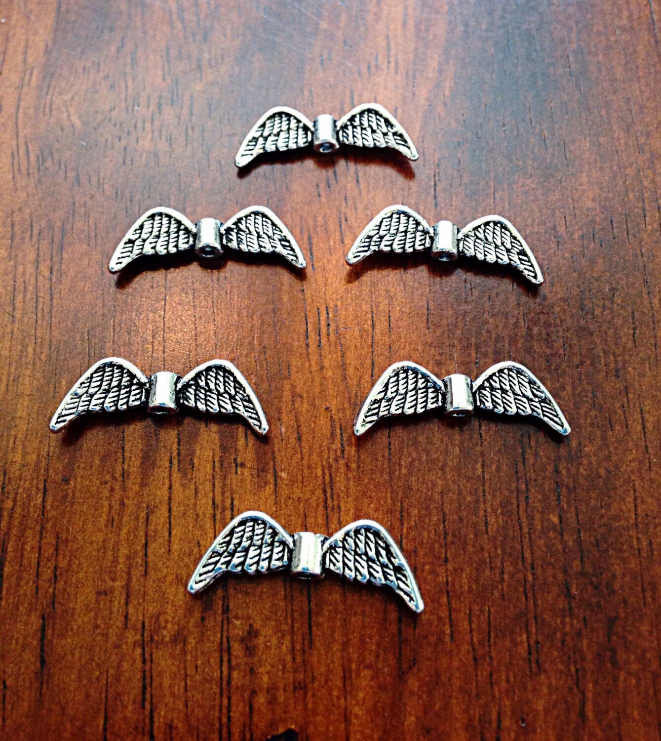 25pcs, Angel Wing Charms, Antique Silver Charms, Silver Wing Charms, Spacer Charms, Spacer Wings, Connector Charm, Double Sided, Findings