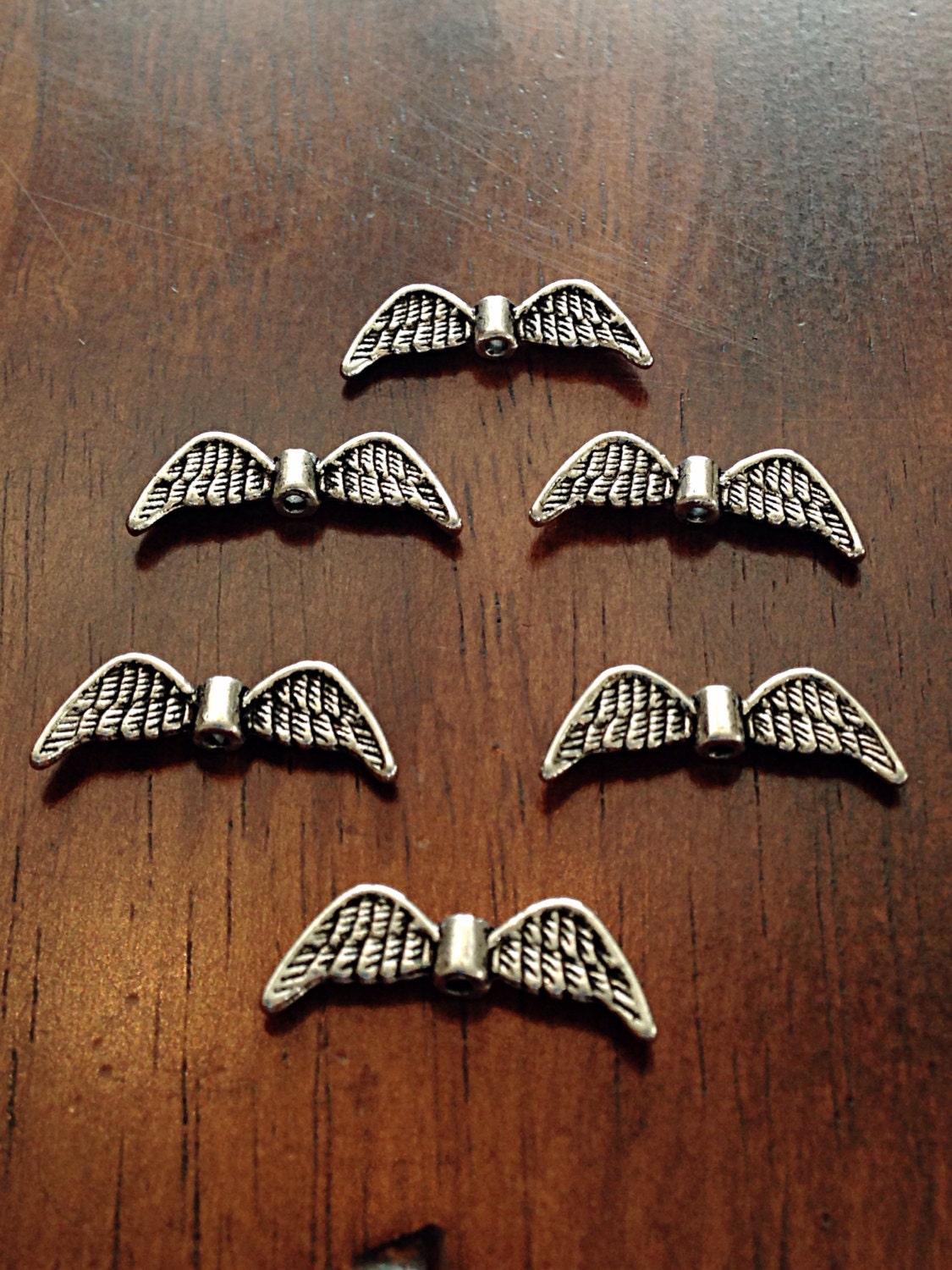 25pcs, Angel Wing Charms, Antique Silver Charms, Silver Wing Charms, Spacer Charms, Spacer Wings, Connector Charm, Double Sided, Findings